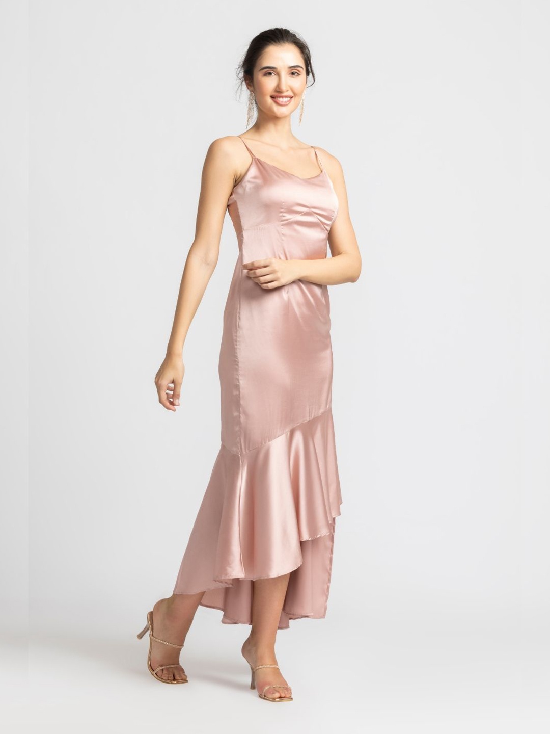 

JULO Satin Bodycon Maxi Dress, Rose gold