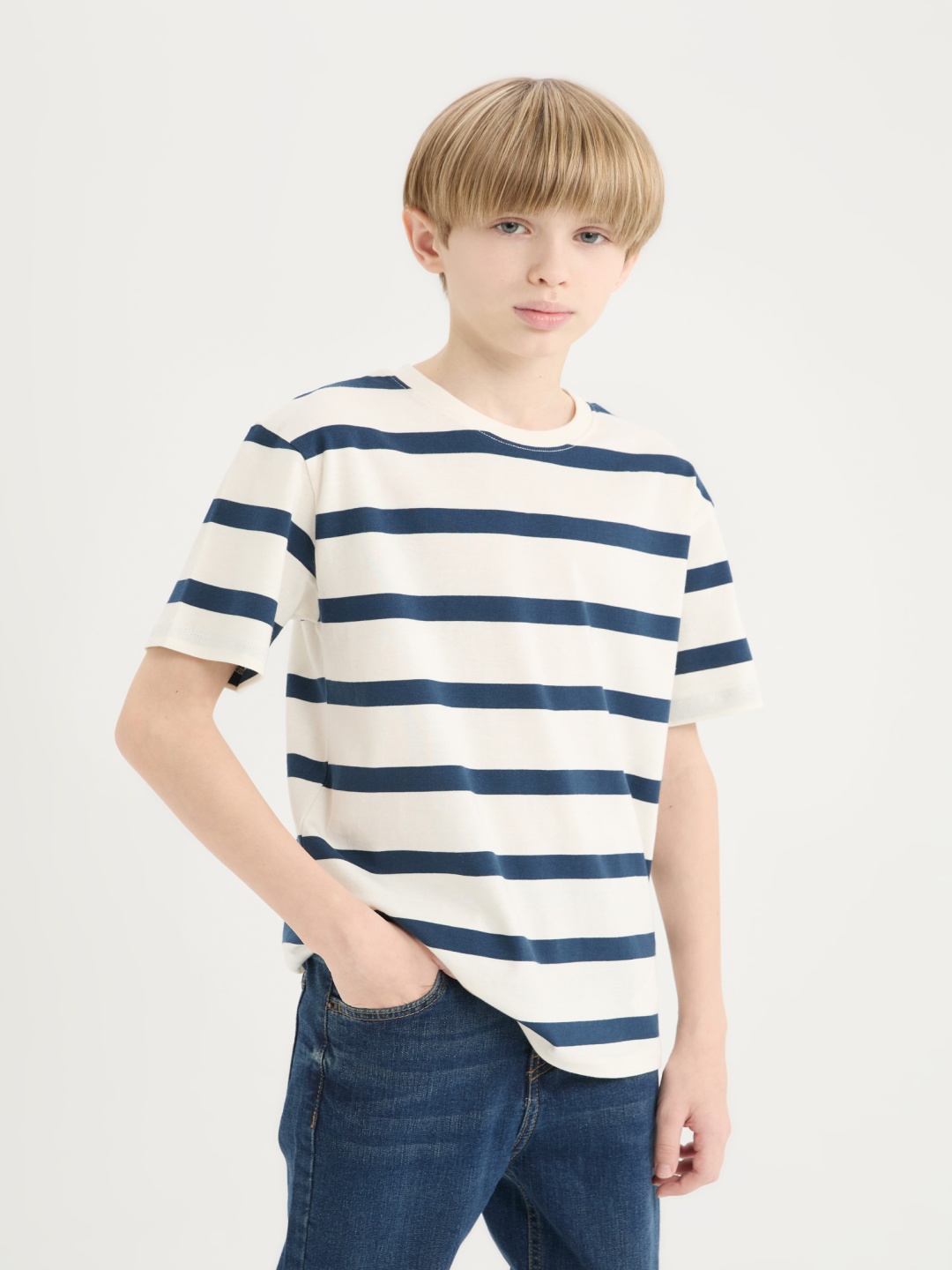 

DeFacto Boys Striped Drop-Shoulder Sleeves Pockets T-shirt, Na