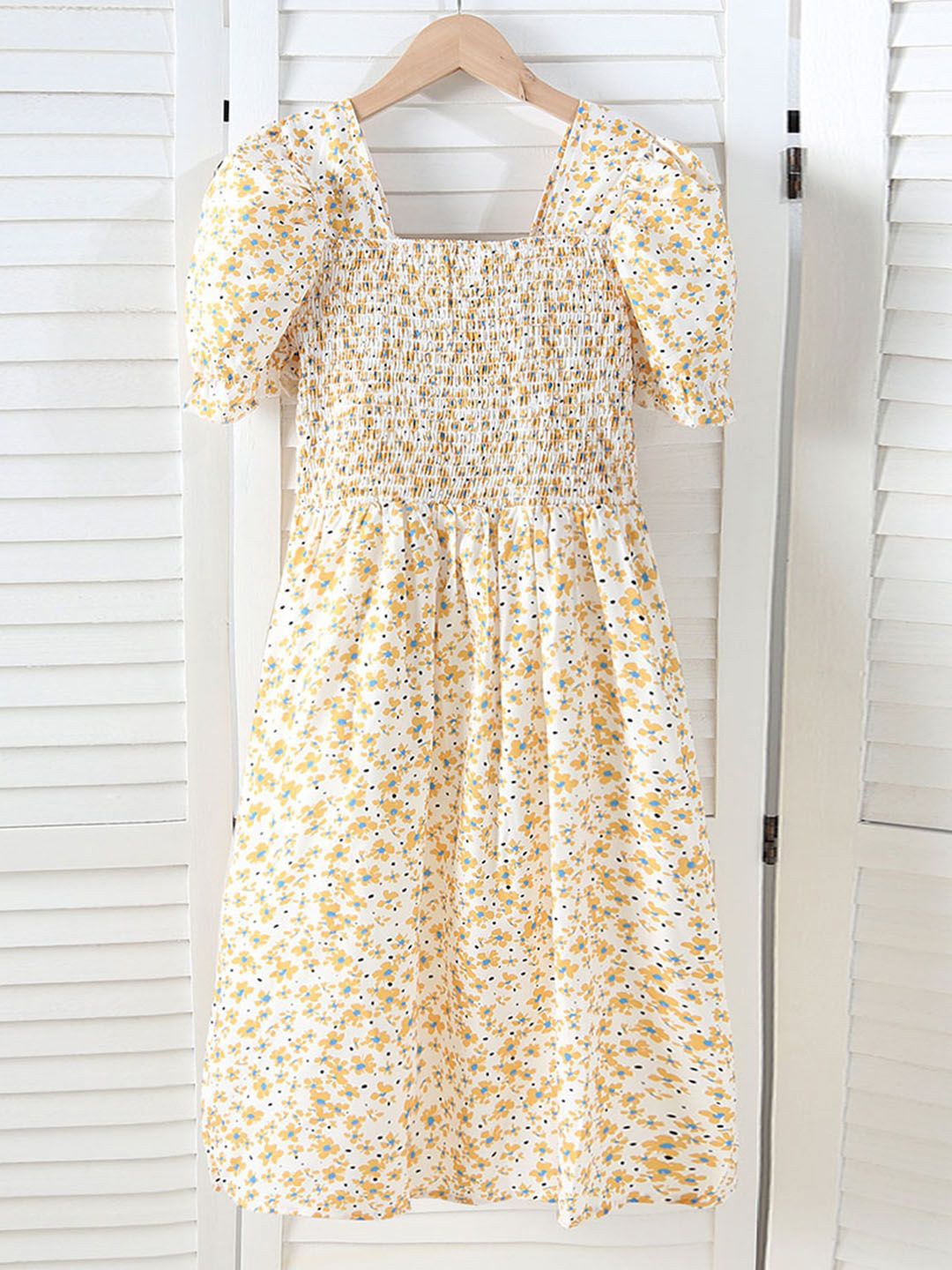 

INCLUD Floral Print Fit & Flare Midi Dress, Yellow