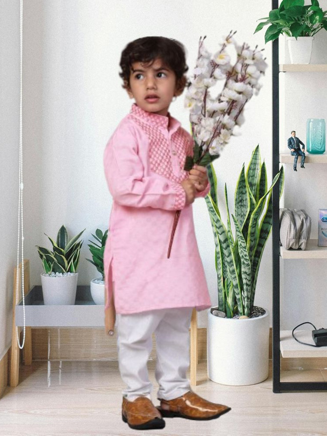 

CENSAL Boys Printed Regular Kurta with Pyjamas, Pink