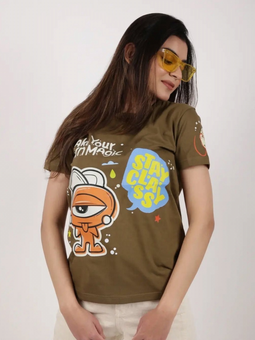 

KaamBhari Unisex Pure Cotton Applique T-shirt, Green