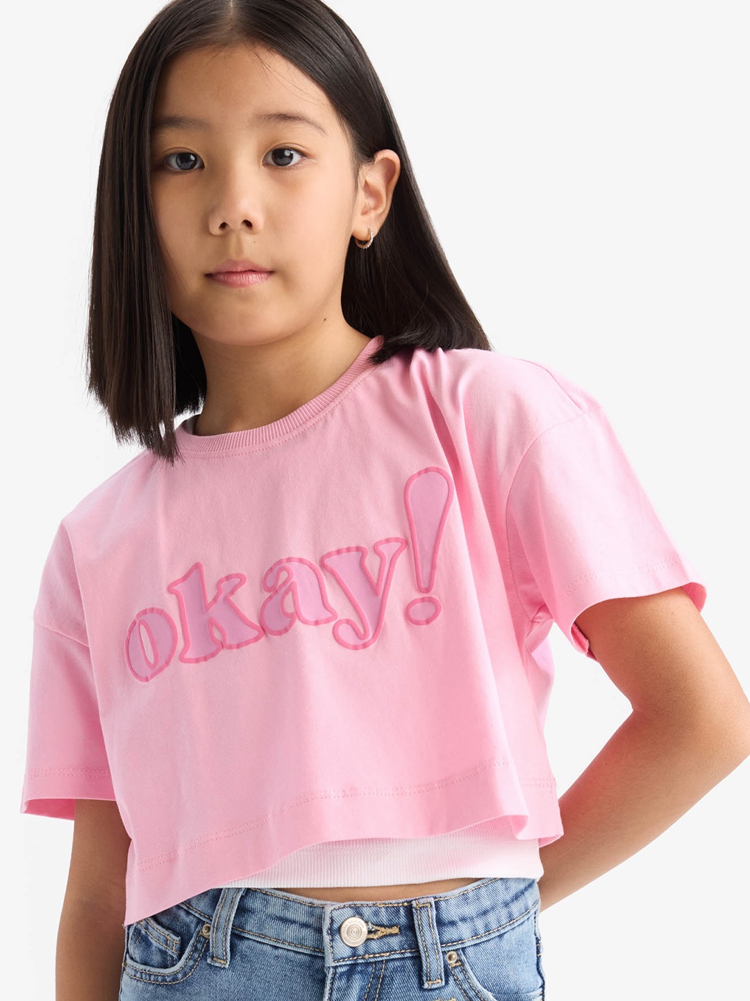 

DeFacto Girls Typography Printed T-shirt, Na