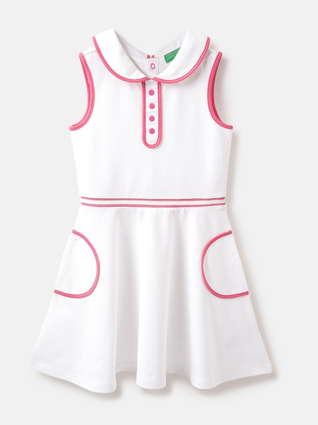 

United Colors of Benetton Peter Pan Collar A-Line Dress, White