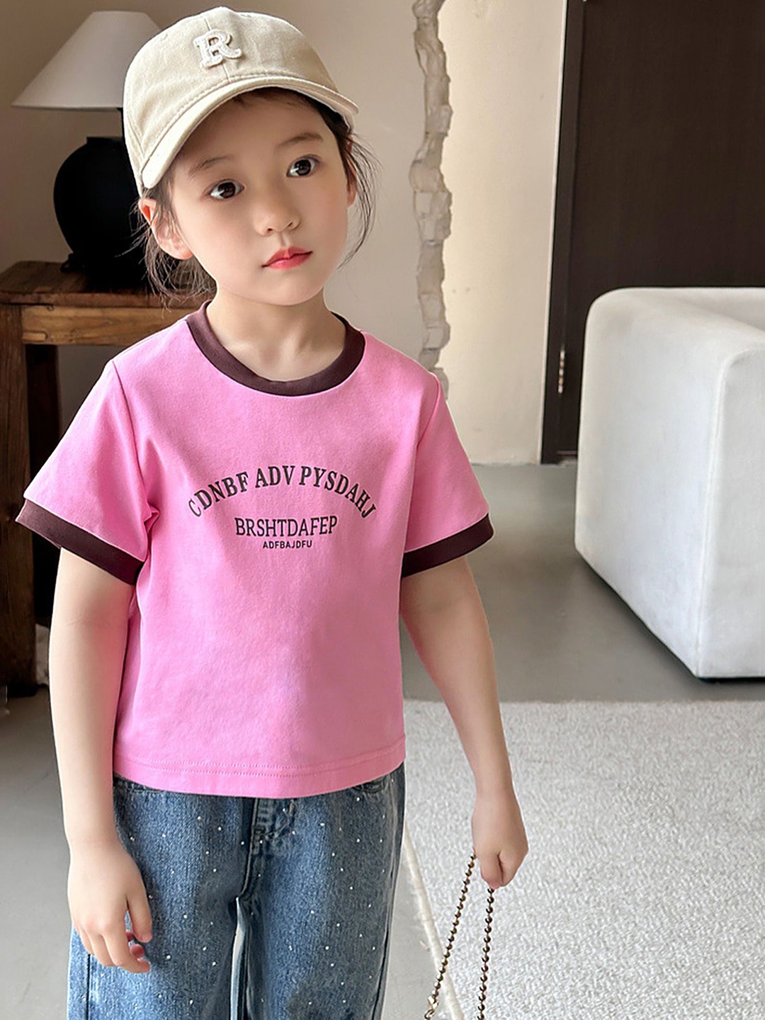 

LULU & SKY Girls Typography T-shirt, Pink