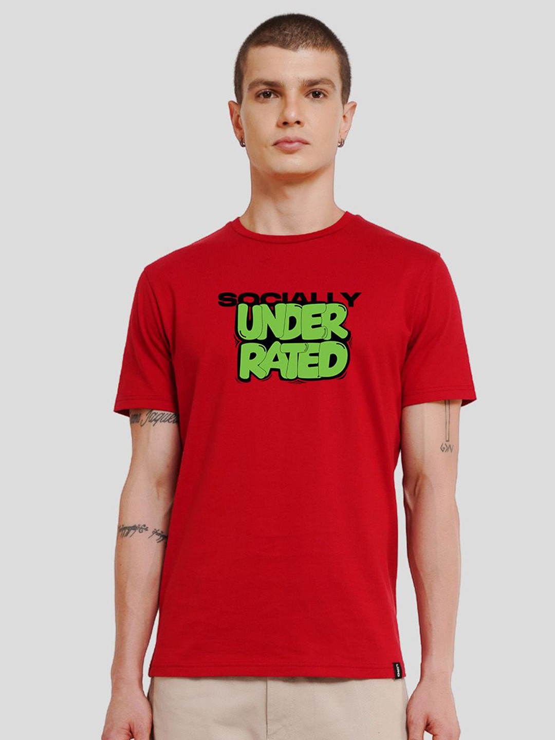 

Underrated Club Men Typography Printed Bio Finish T-shirt, Red