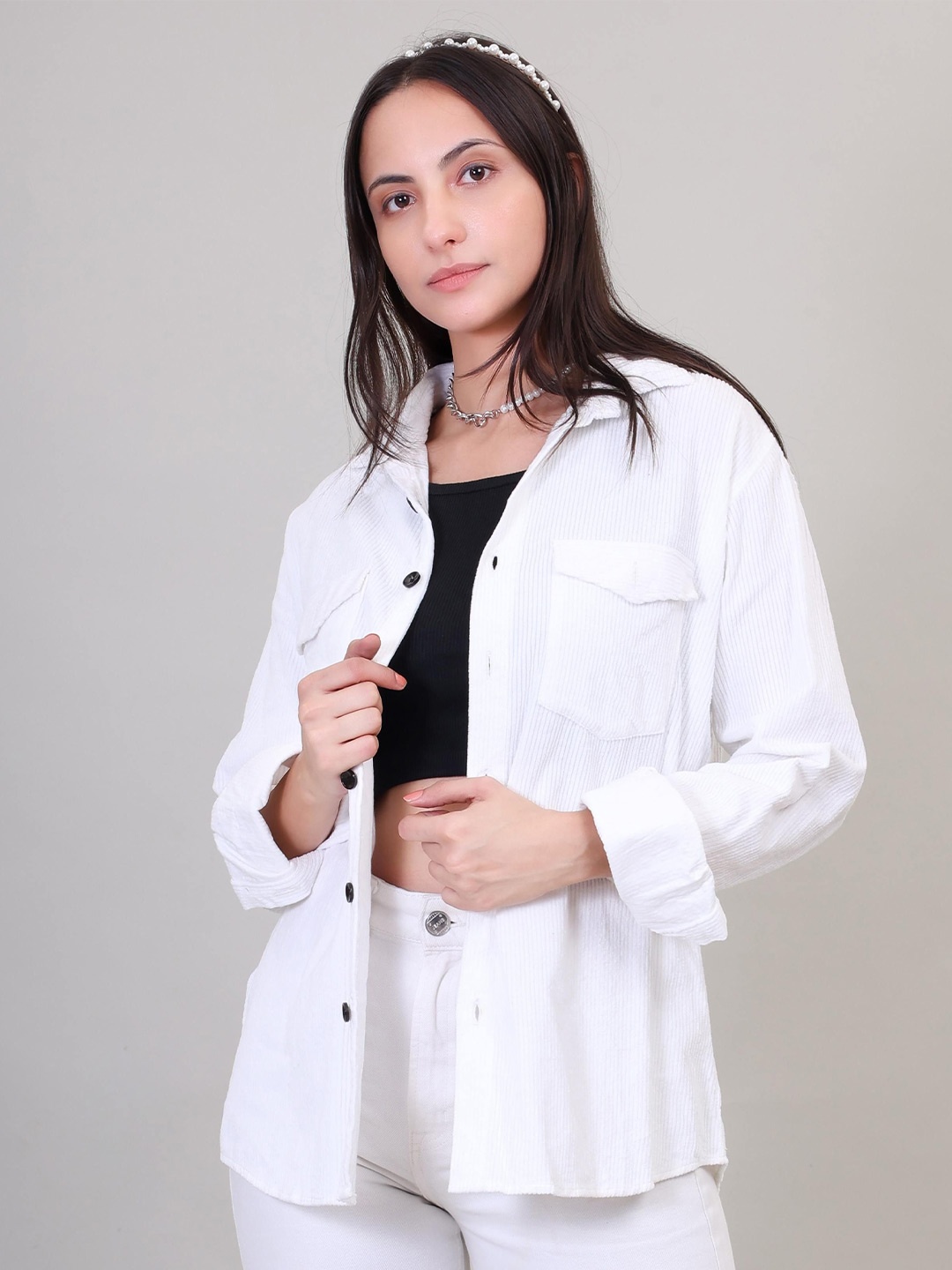 

FARZIDARZI Women Standard Opaque Casual Shirt, White