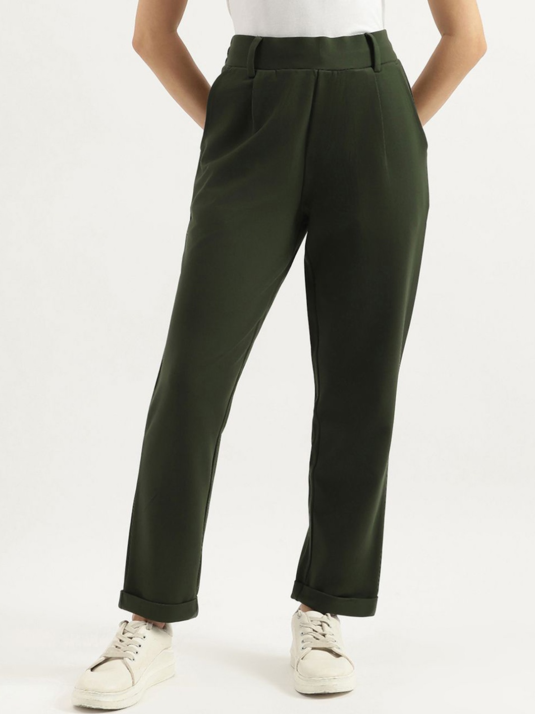 

United Colors of Benetton Women Pleated Trousers, Green