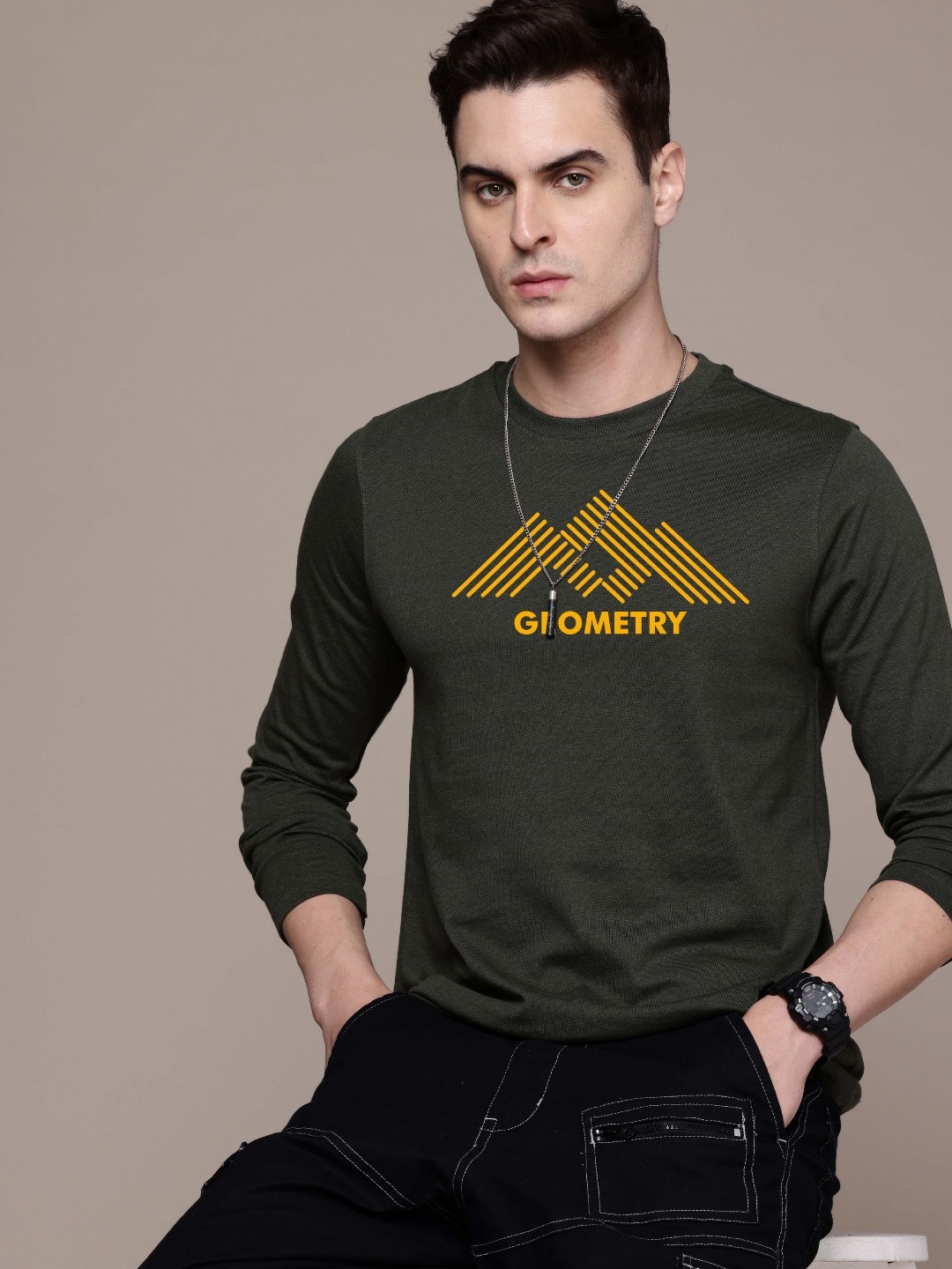 

Moda Rapido Men Printed T-shirt, Olive