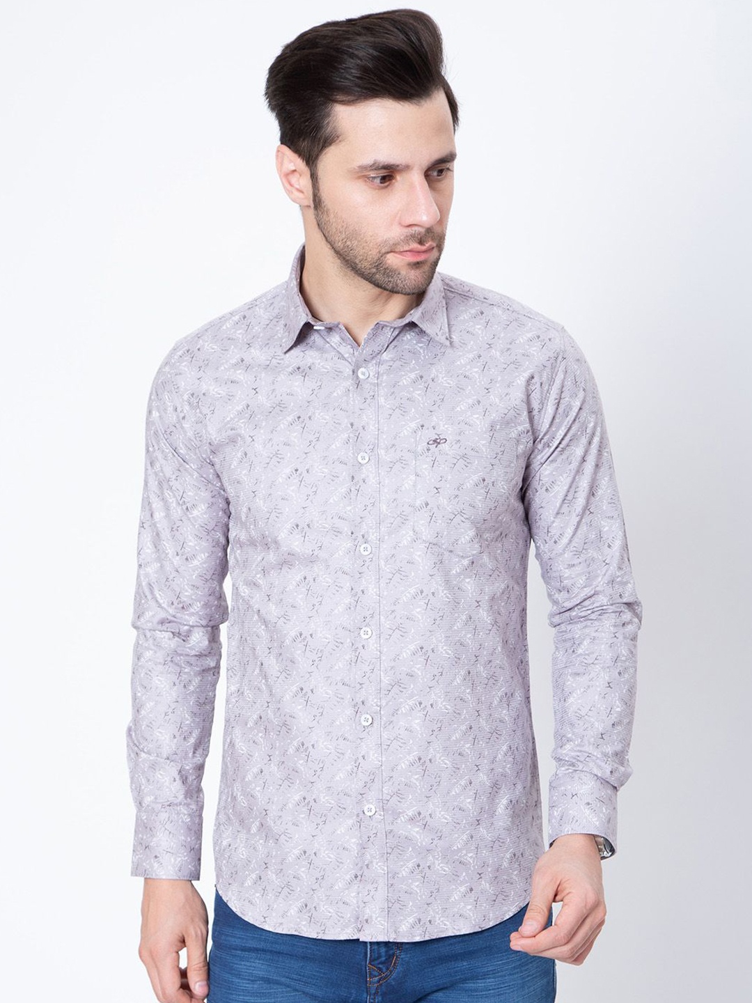 

Sparky Men Floral Opaque Printed Casual Shirt, Grey
