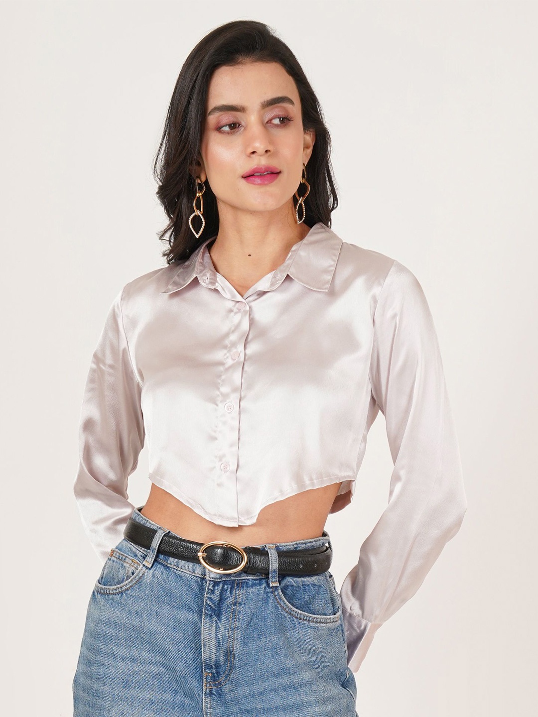 

U&F Women Original Slim Fit Opaque Casual Shirt, Grey