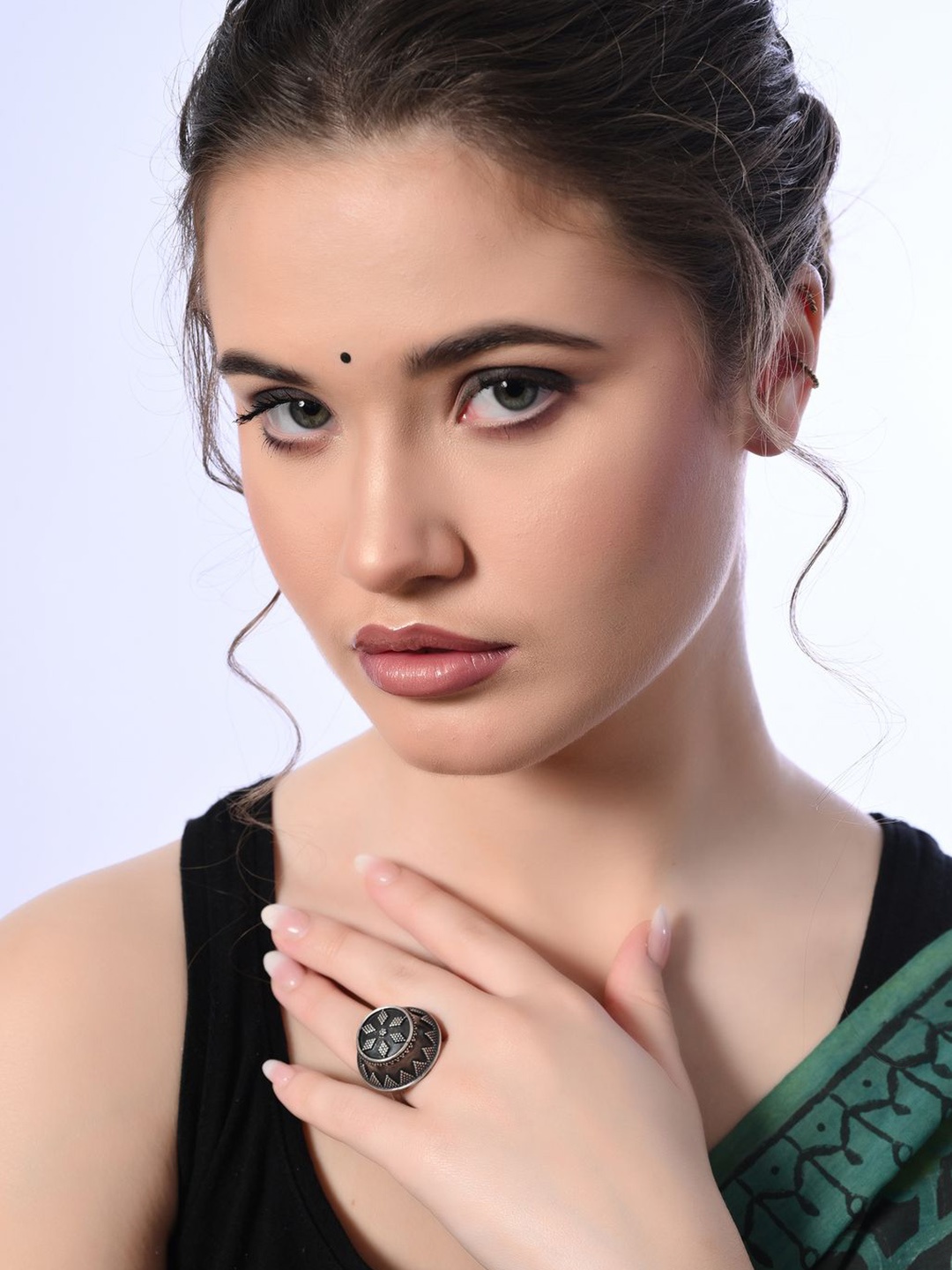 

KINGSIN Adjustable Cocktail Finger Ring, Silver