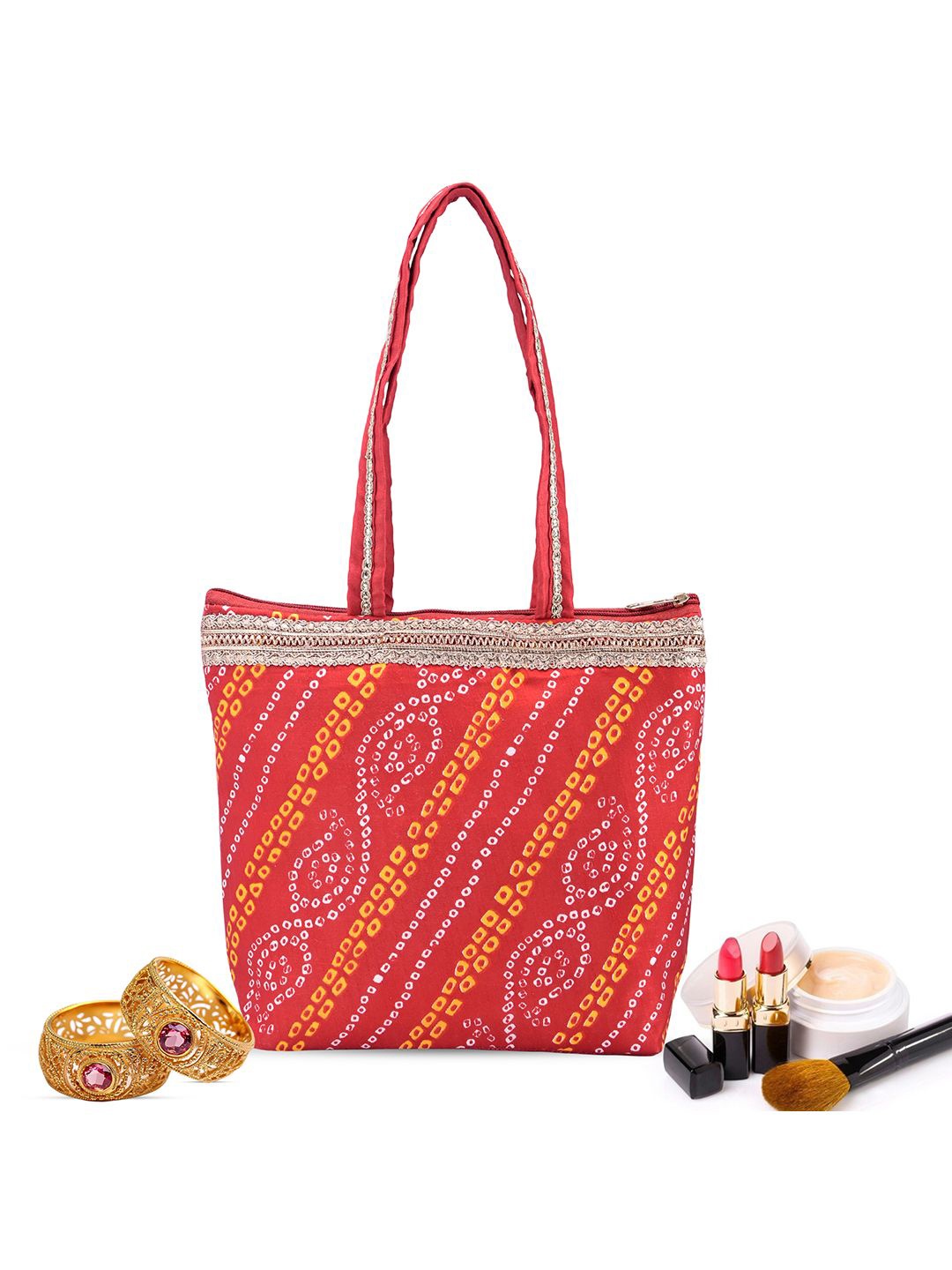

Kuber Industries Ethnic Motifs Structured Women & Girls Shoulder Hand Bag, Red