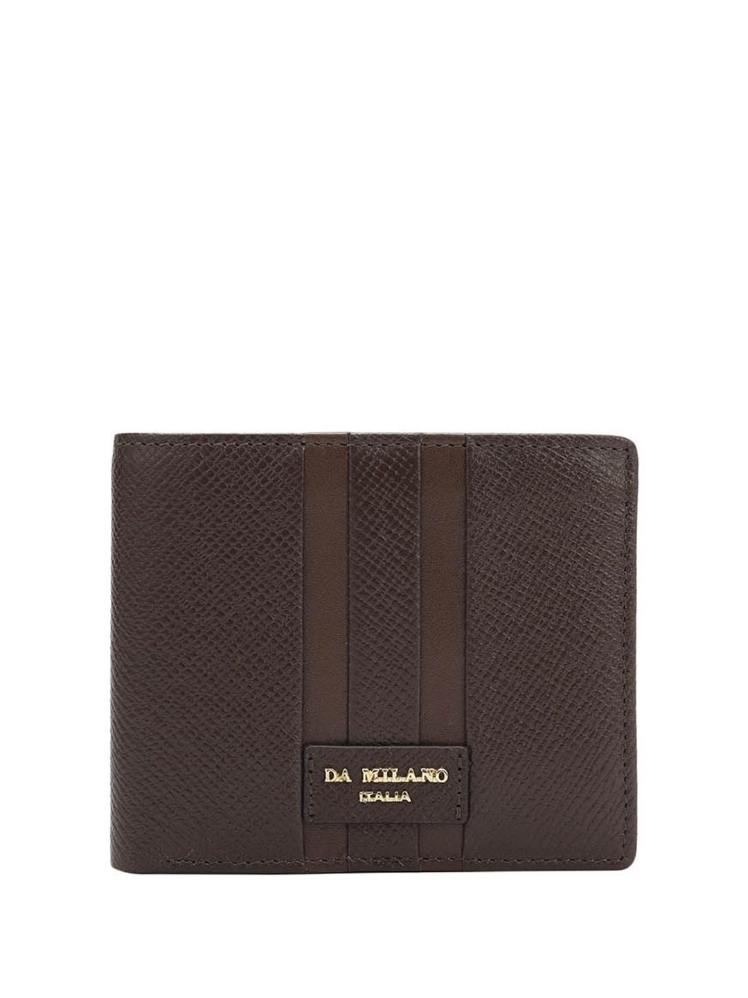 

Da Milano Men Typography Leather Two Fold Wallet, Brown