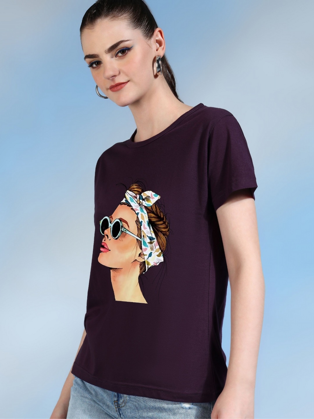

Moda Rapido Women Printed Bio Finish Pockets T-shirt, Purple