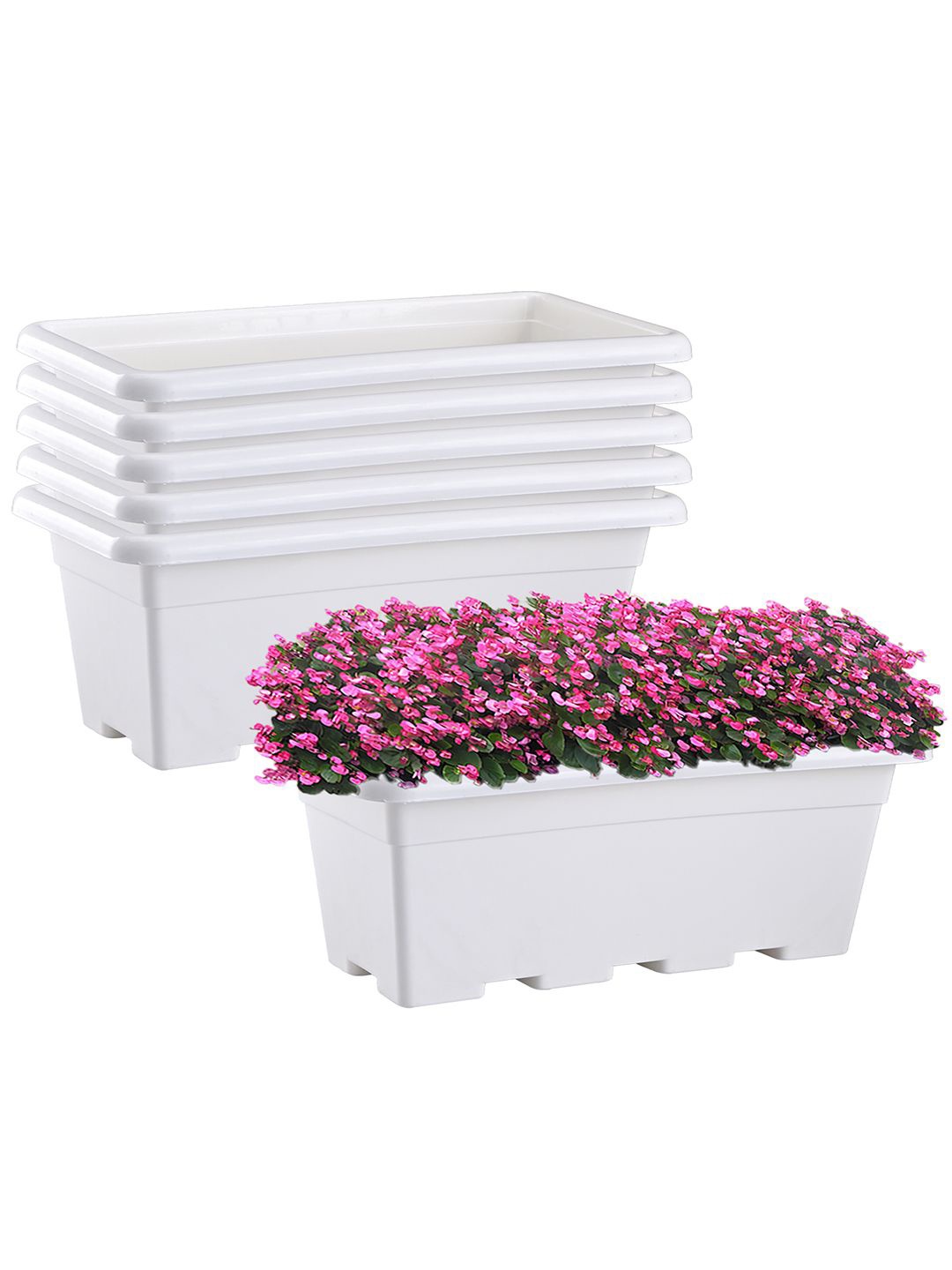 

Kuber Industries 6Pcs White Rectangle Shaped Window Planters