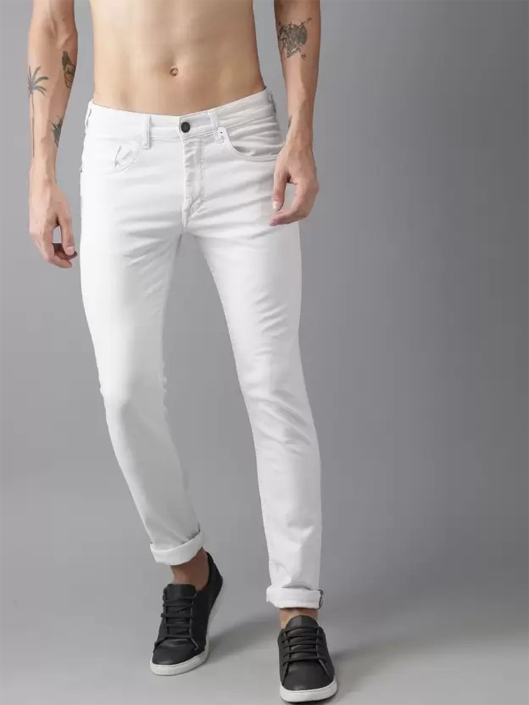 

LINARIA Men Classic Slash Knee Jeans, White