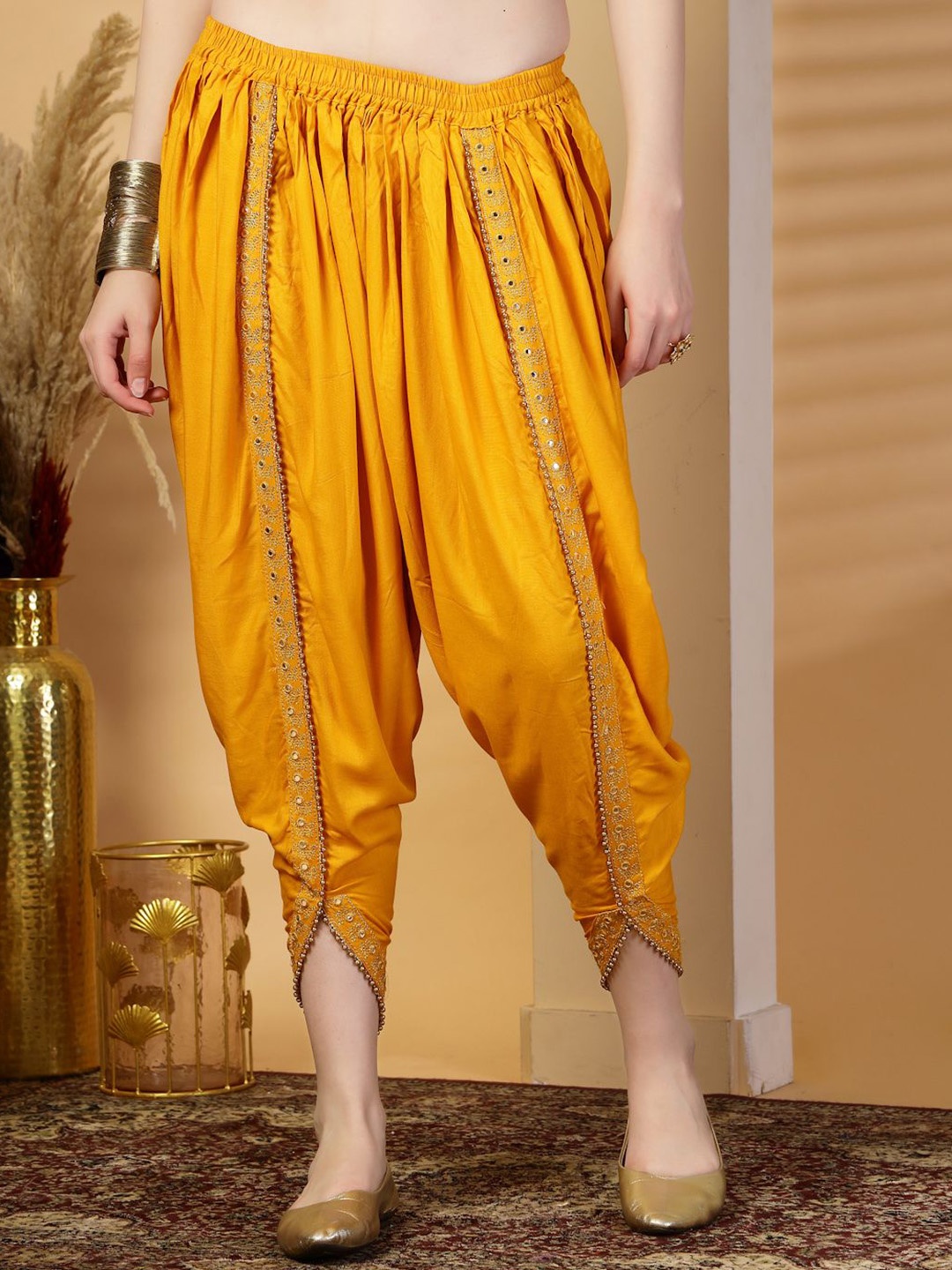 

Clora Creation Embellished Dhoti Pants, Mustard