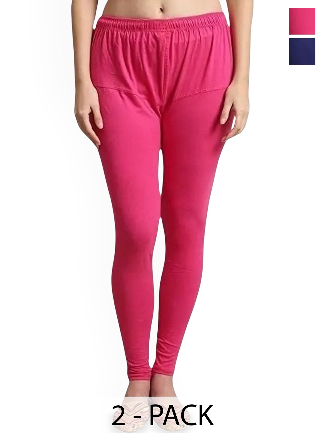 

URBAN KANYA Pack Of 2 Mid-Rise Churidar-Length Leggings, Blue