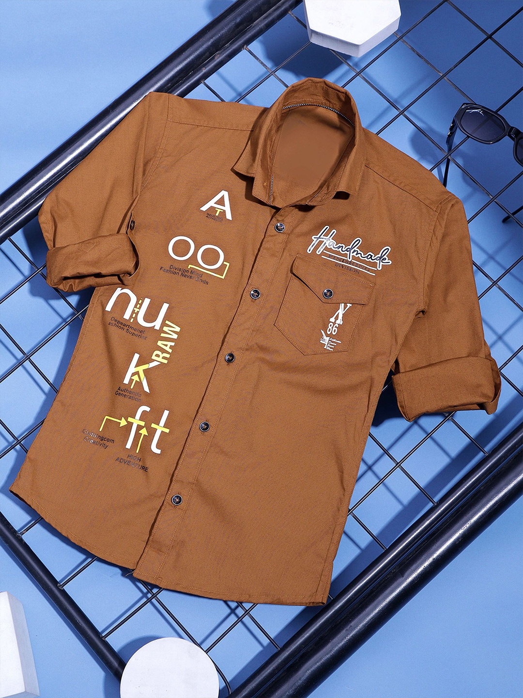 

YK Boys Opaque Printed Casual Shirt, Brown