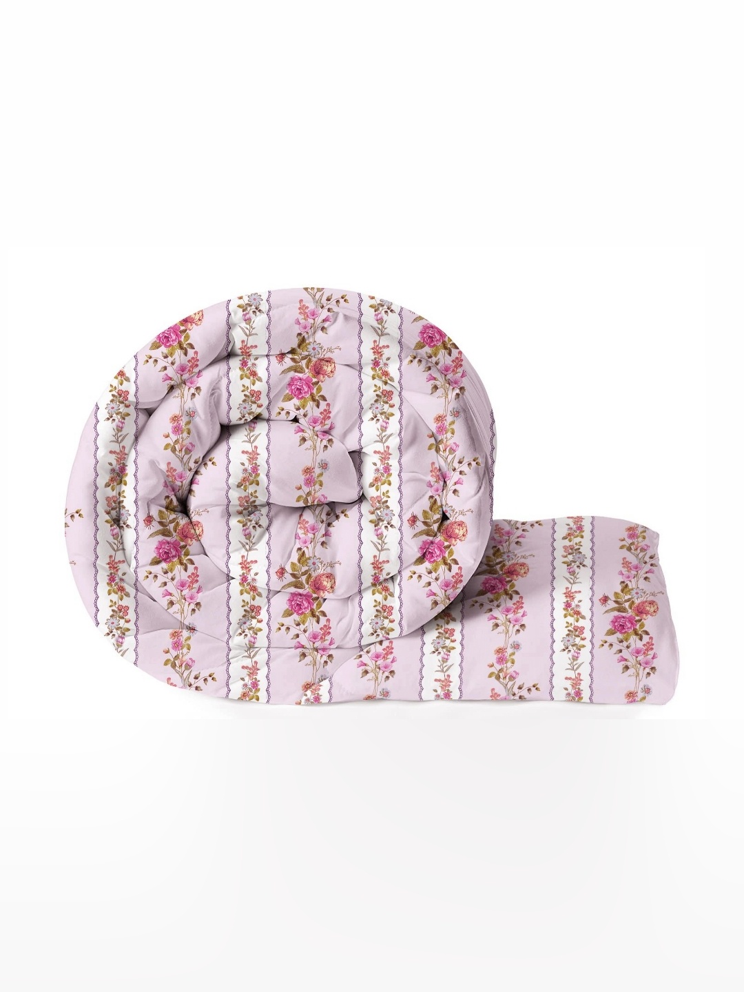 

bsb home Pink Floral Microfiber Mild Winter 210 GSM Single Bed Comforter
