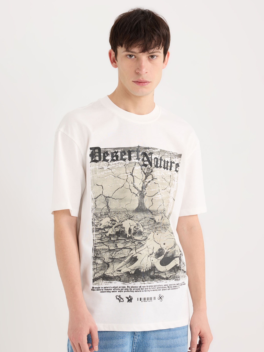 

DeFacto Men Printed Raw Edge T-shirt, Na