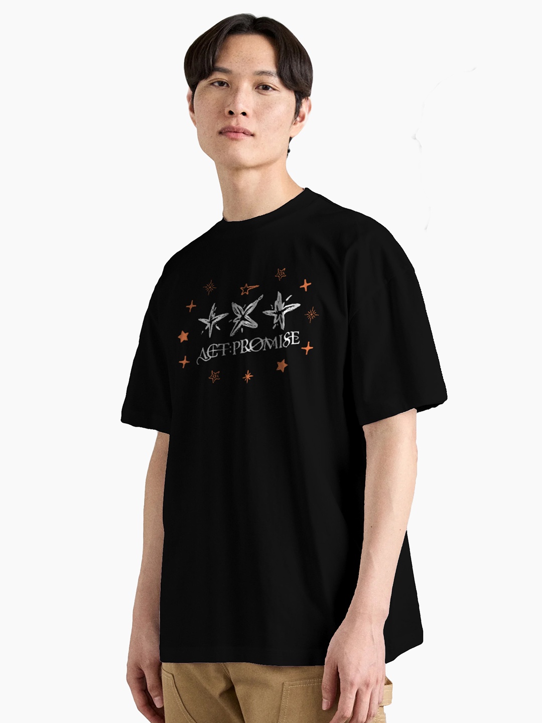 

The Korhean Store Men Printed T-shirt, Black