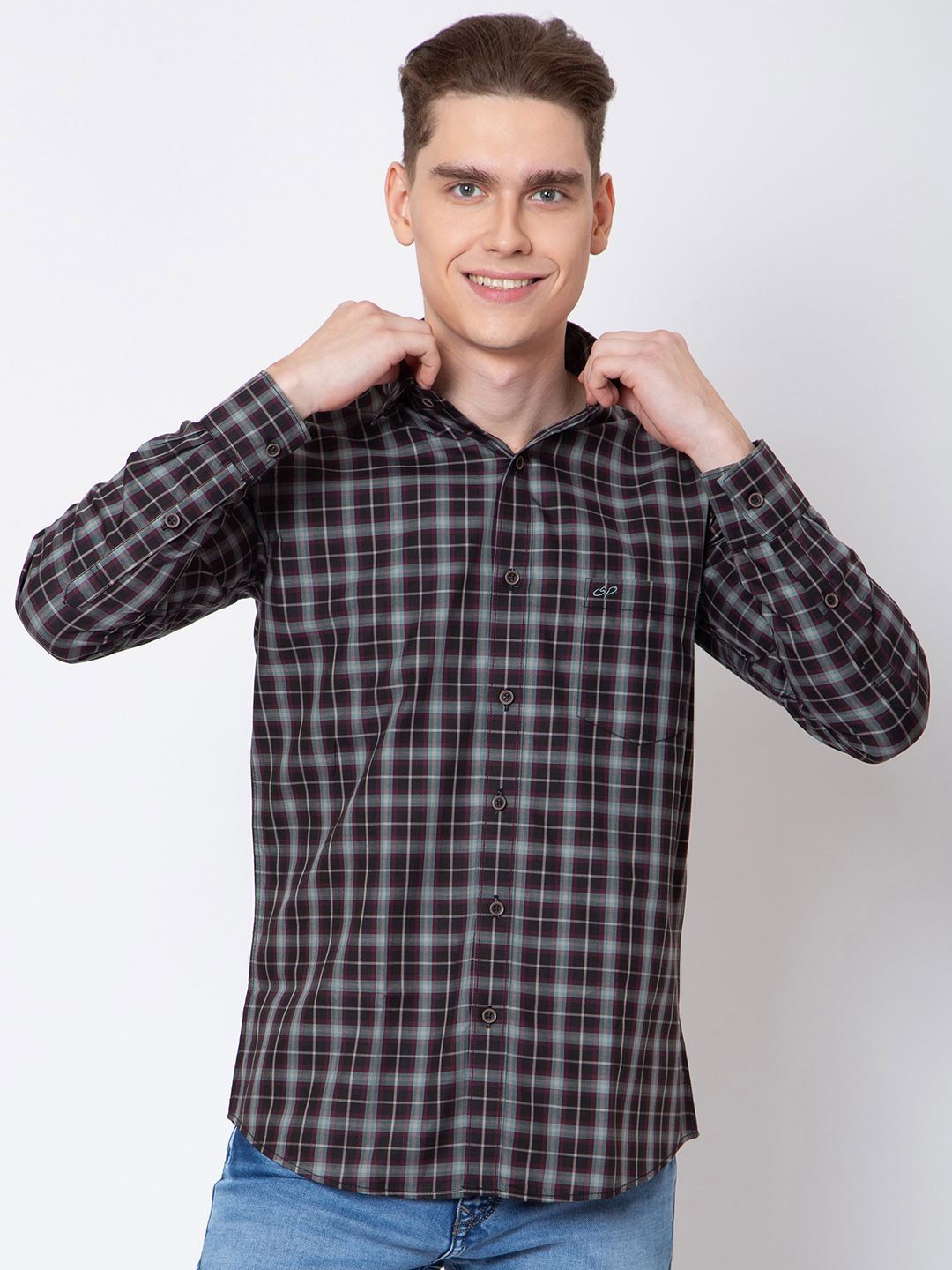 

Sparky Men Tartan Checks Opaque Checked Casual Shirt, Brown