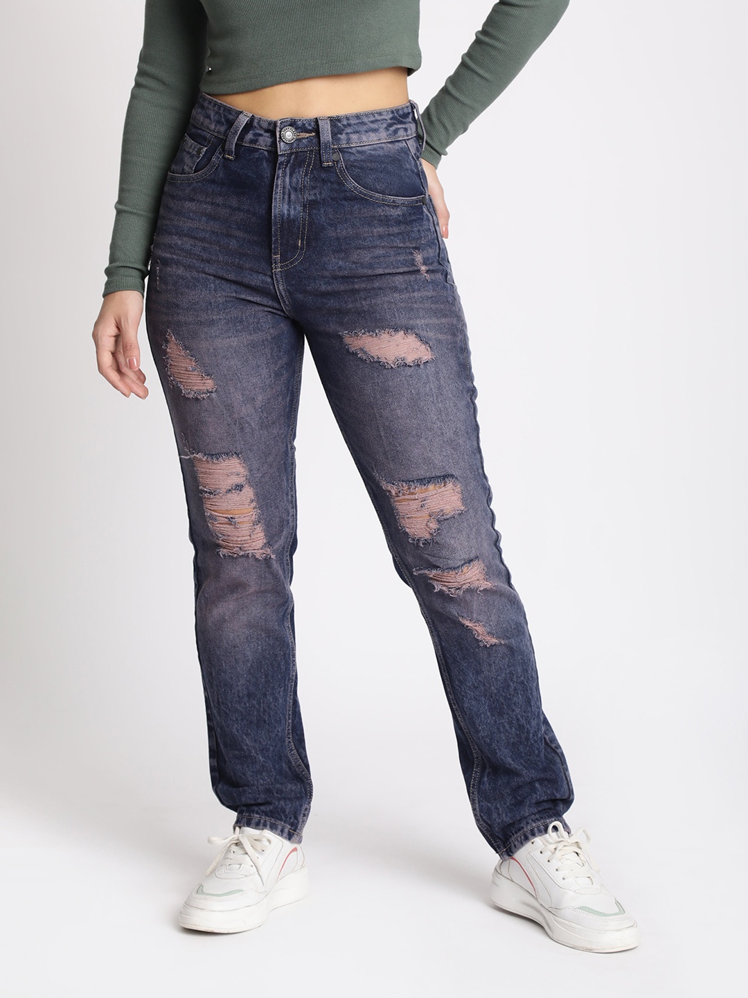 

Bene Kleed Women Mildly Distressed Light Fade Jeans, Purple