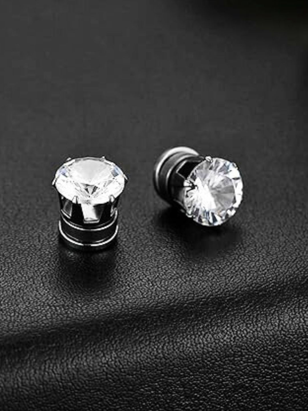 

The Roadster Lifestyle Co Men Cubic Zirconia Studded Magnetic Studs Earrings, Silver