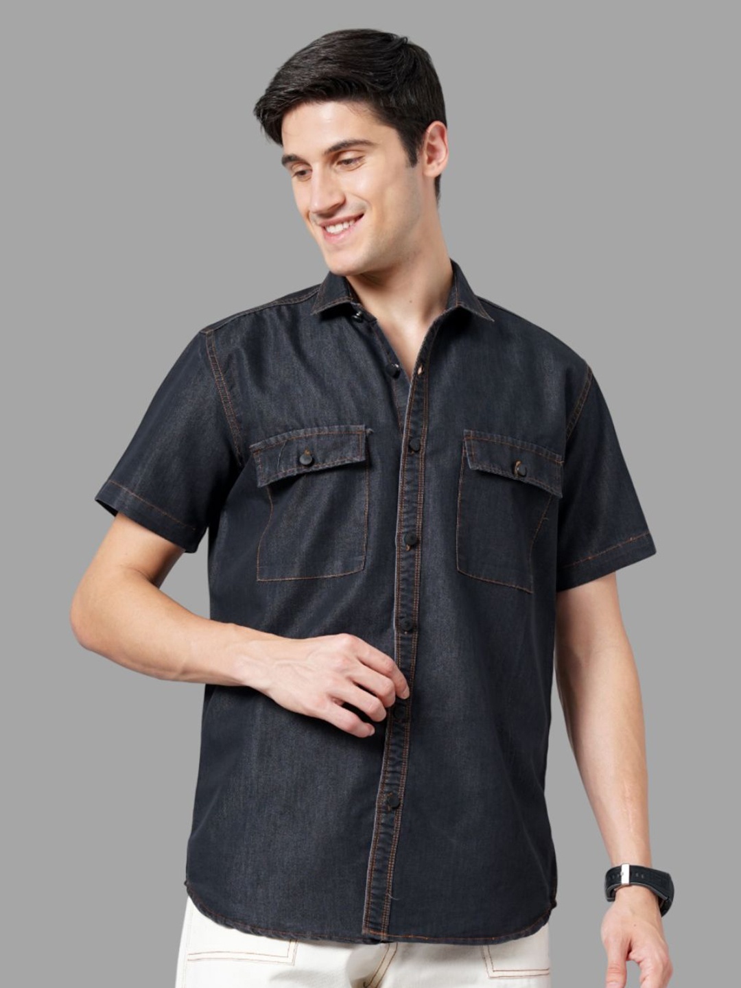 

FASHION GRAB Men Opaque Casual Shirt, Black