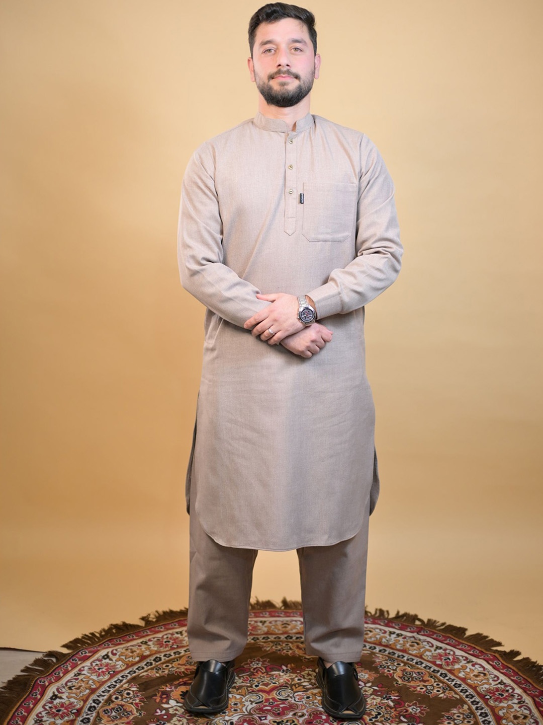 

Baraqah Men Winter Kameez & Salwar, Beige