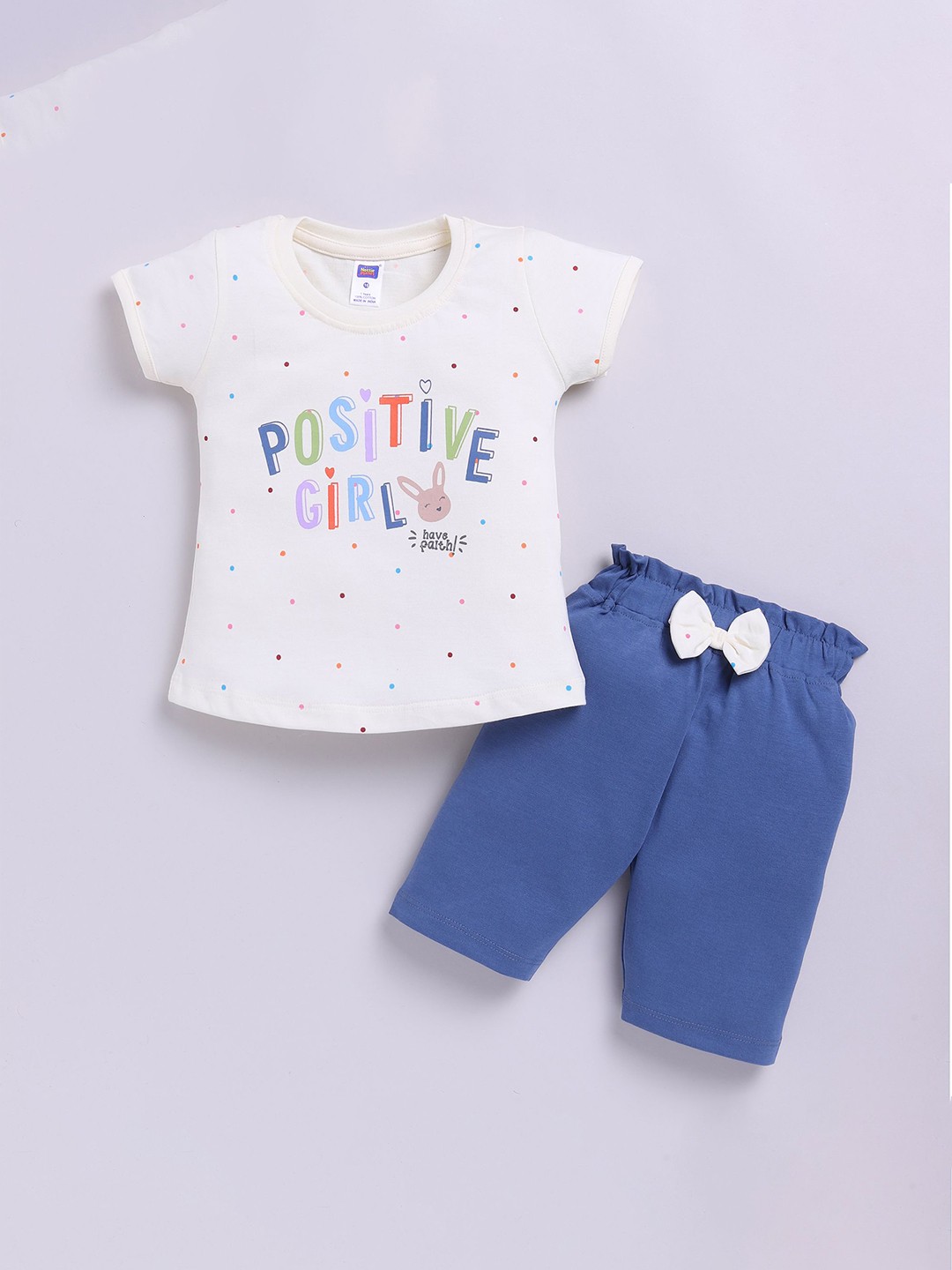 

Nottie Planet Girls Printed T-shirt with Shorts, Cream