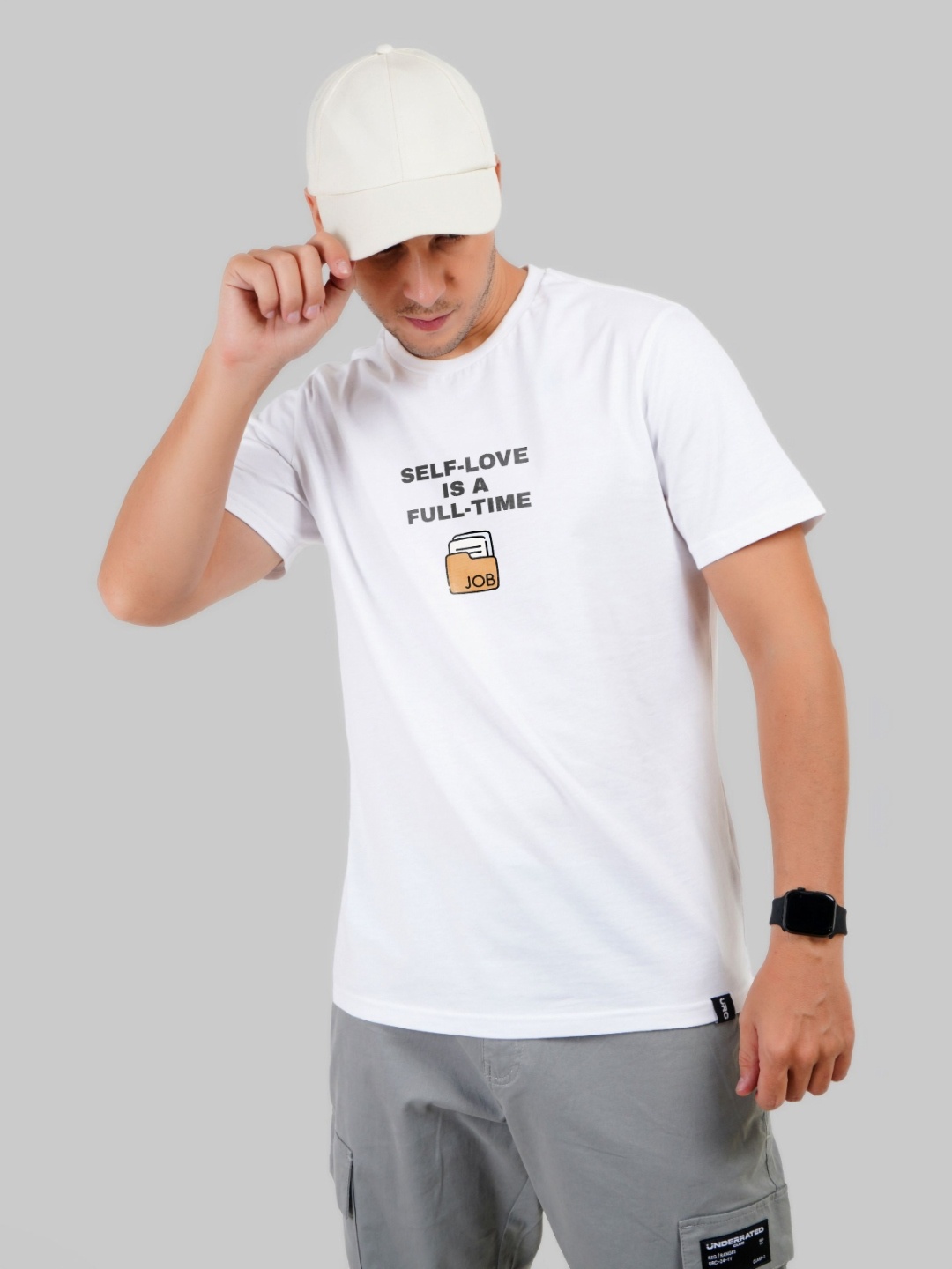 

Underrated Club Men Typography Round Neck Bio Finish T-Shirt, White