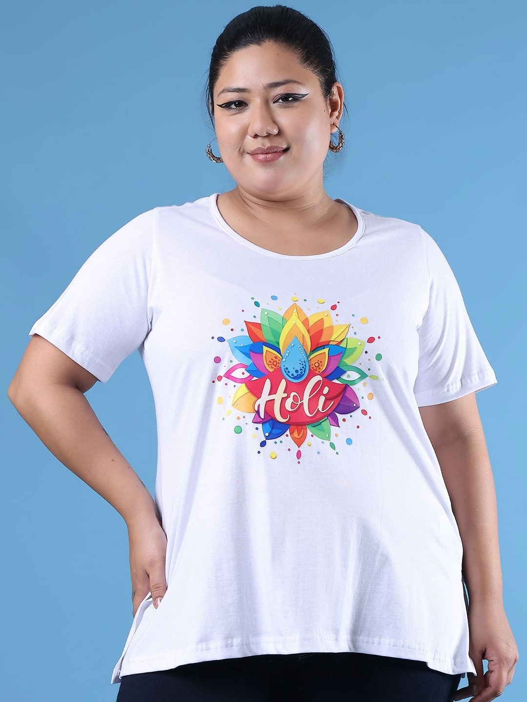 

theRebelinme Women Printed T-shirt, White