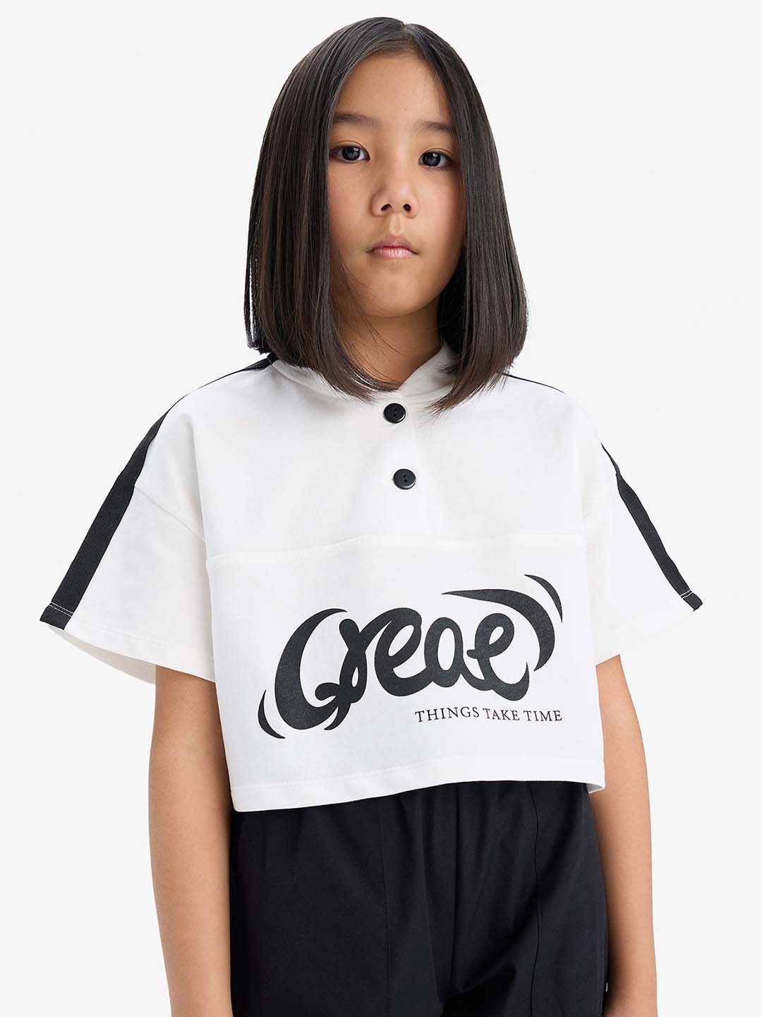 

DeFacto Girls Typography Printed Applique T-shirt, Na