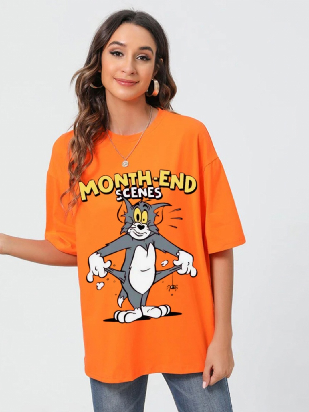 

RAYACLOSET Women Printed T-shirt, Orange