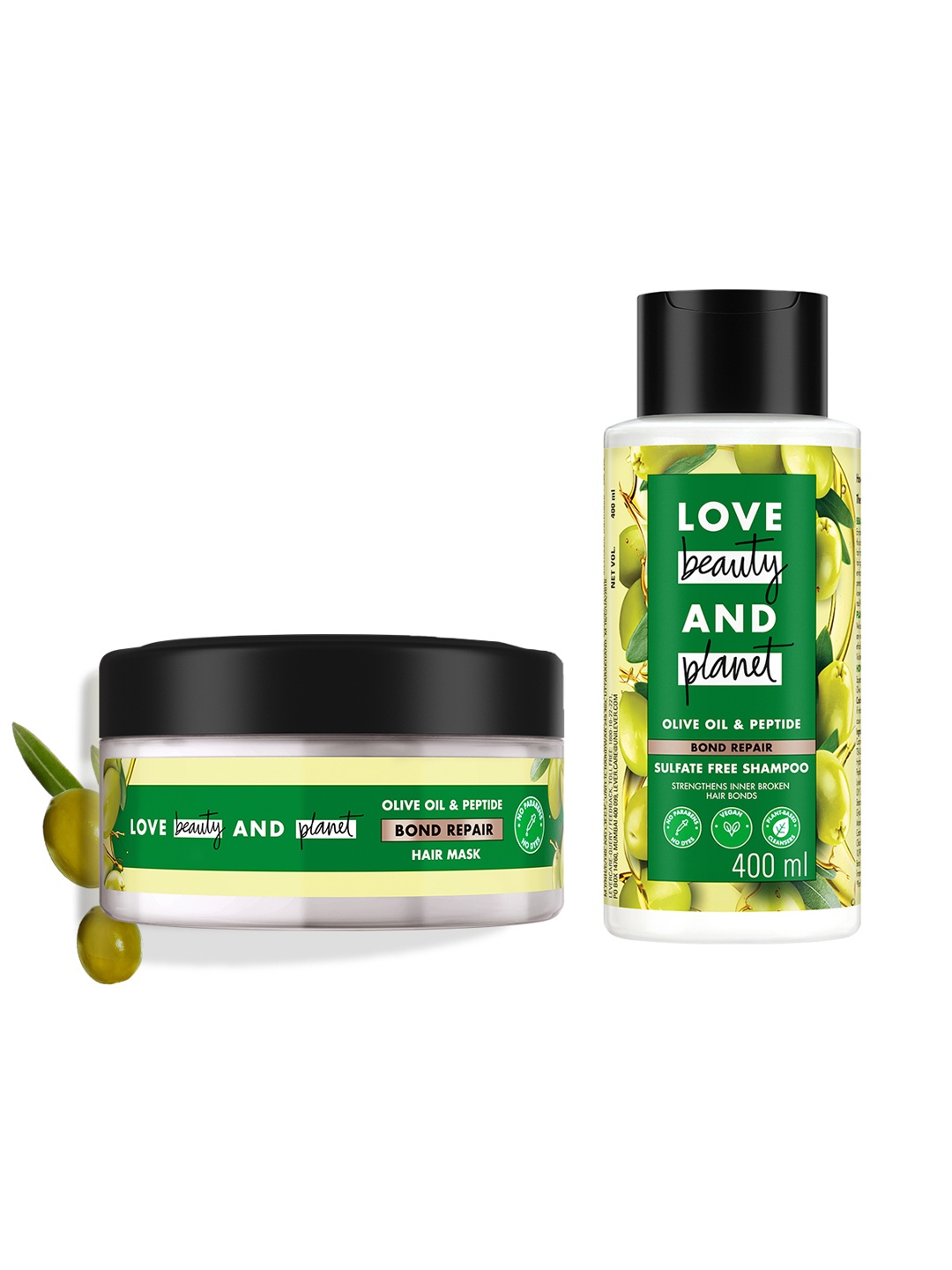 

Love Beauty & Planet Set of Bond Damange Repair Hair Mask - 200ml & Shampoo - 400ml, Green