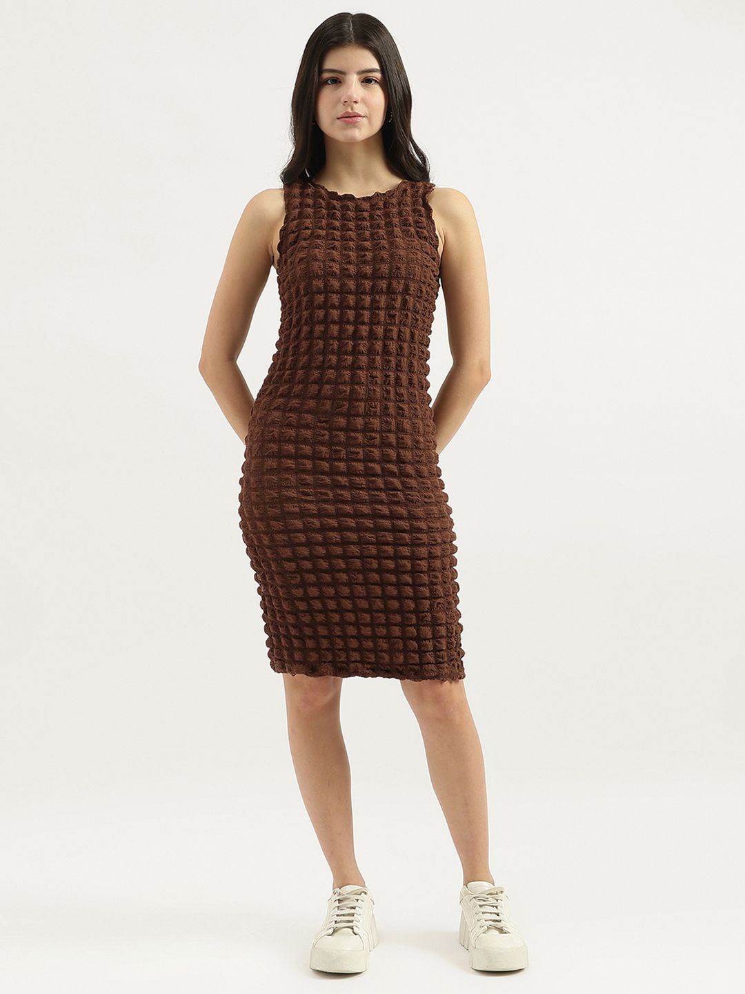 

United Colors of Benetton Print Bodycon Dress, Brown