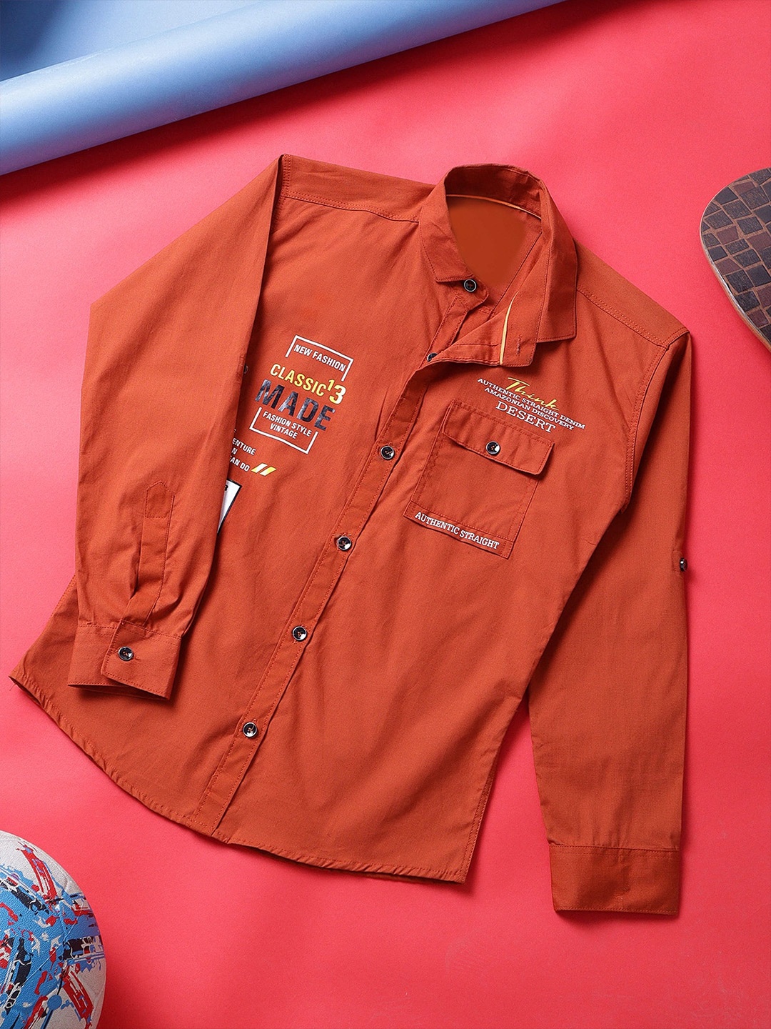 

YK Boys Opaque Casual Shirt, Orange