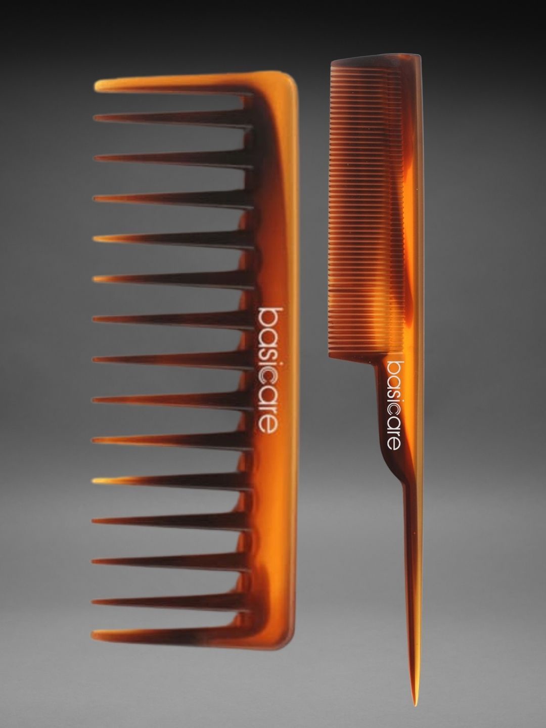 

basicare Set Of 2 Wide Teeth & Tail Detailing Hair Combs - Brown