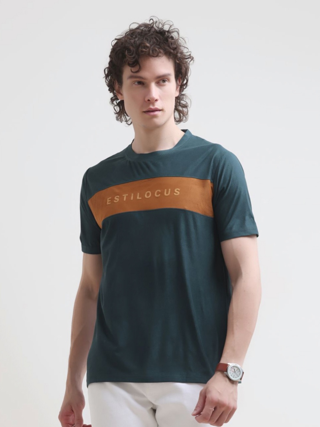 

Estilocus Men Applique T-shirt, Green