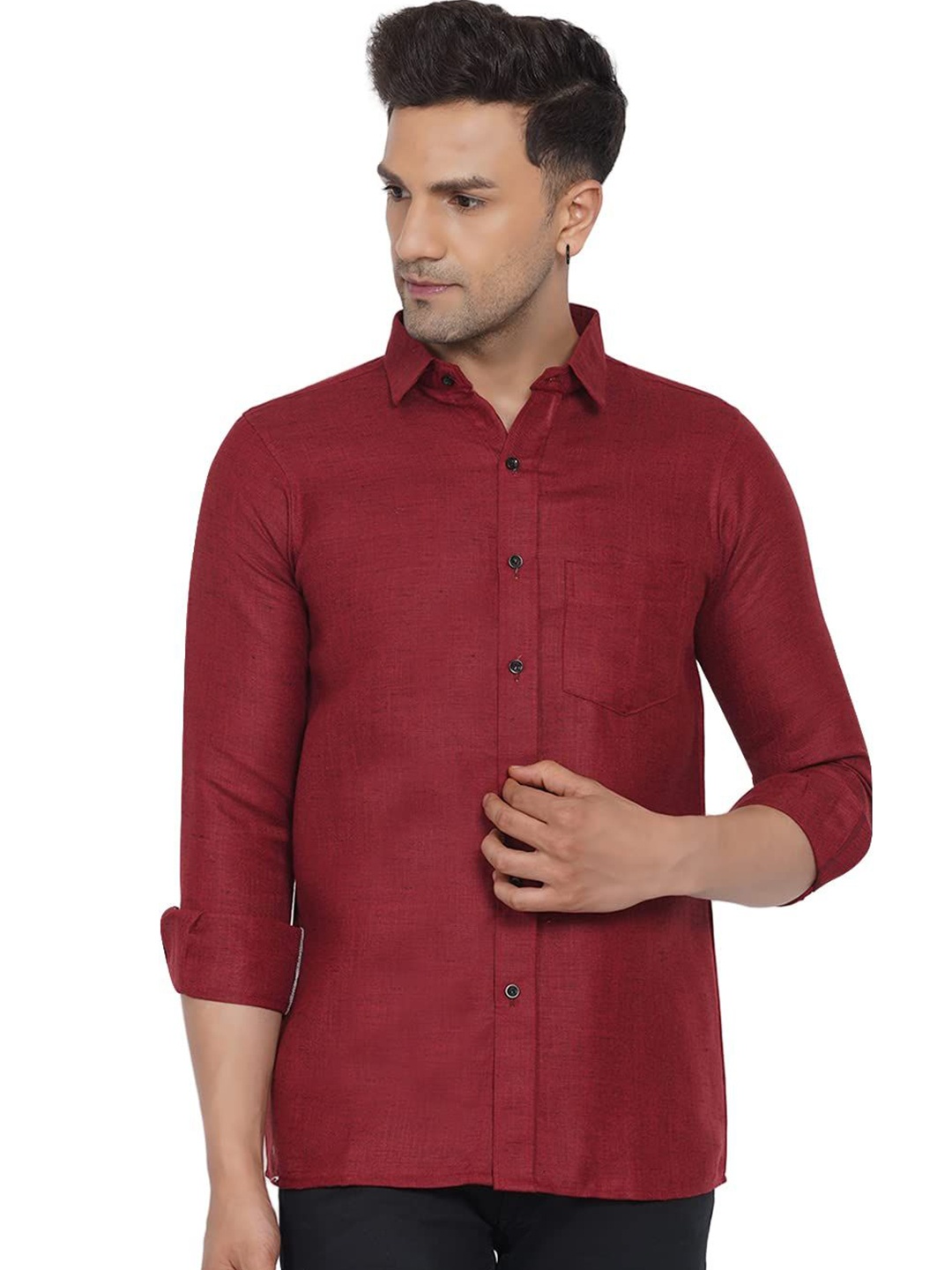 

VEERA PARIDHAAN Men Opaque Printed Casual Shirt, Maroon