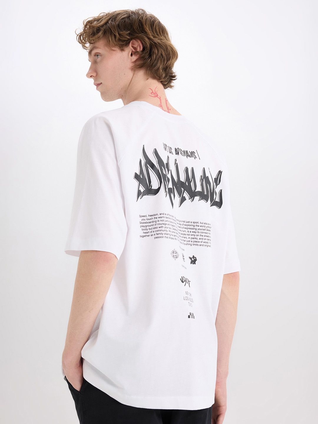 

DeFacto Men Printed Raw Edge T-shirt, Na