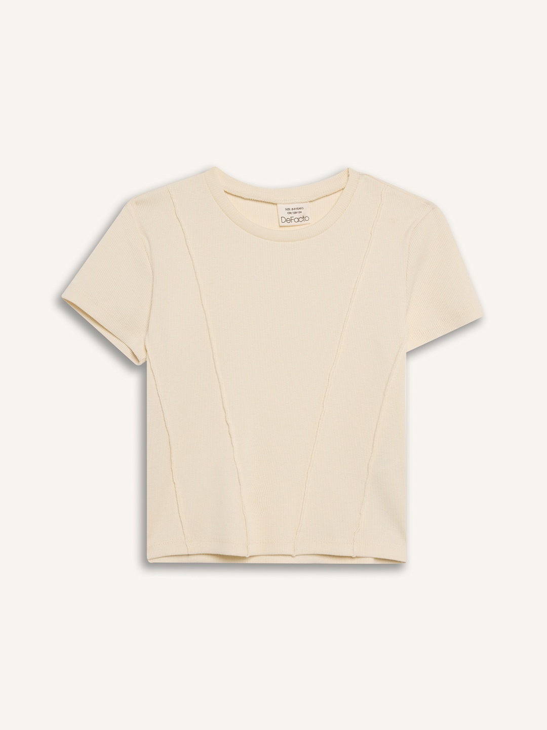 

DeFacto Girls V-Neck Raw Edge T-shirt, Na
