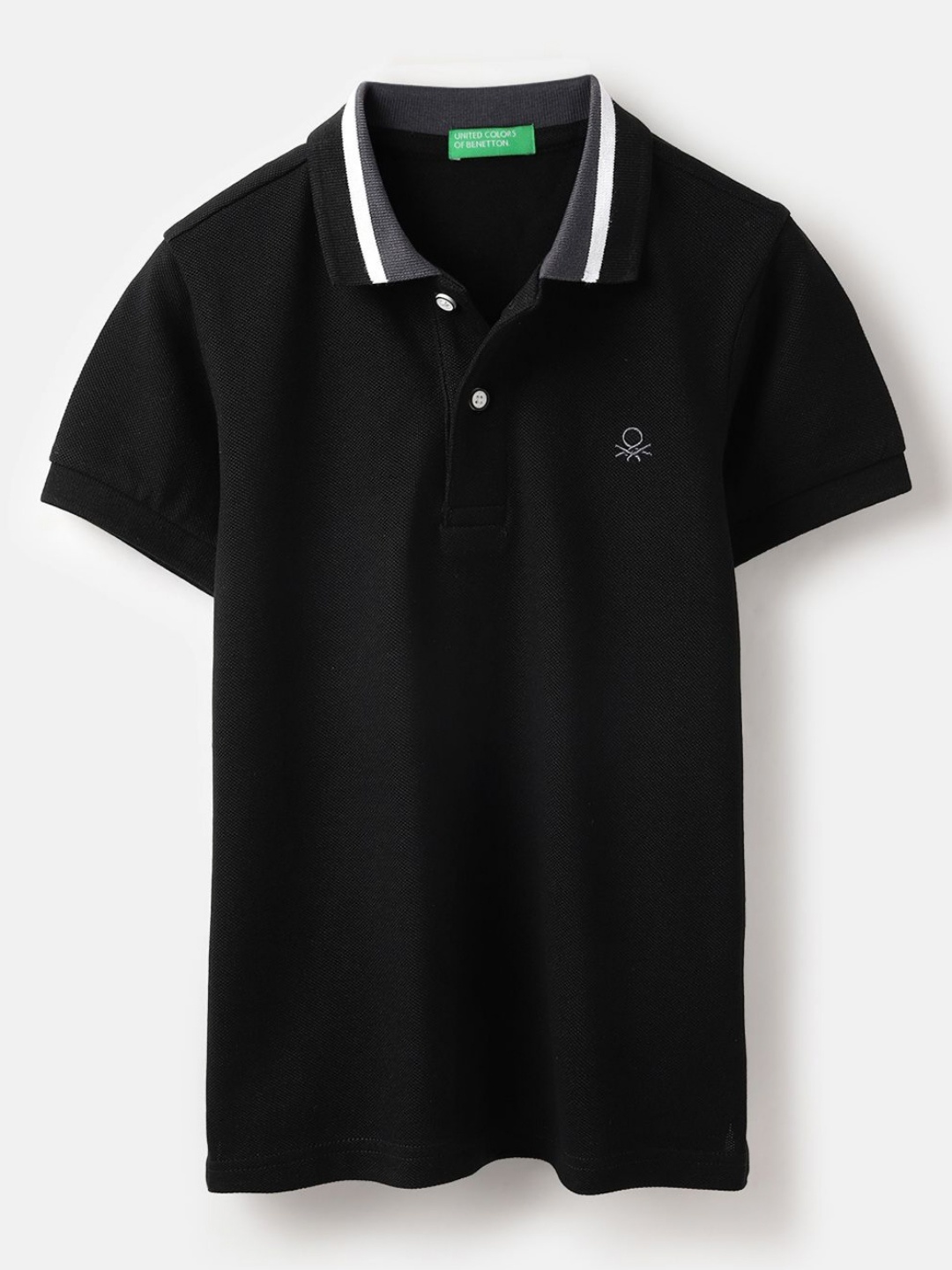 

United Colors of Benetton Boys Polo Collar Pure Cotton T-shirt, Black