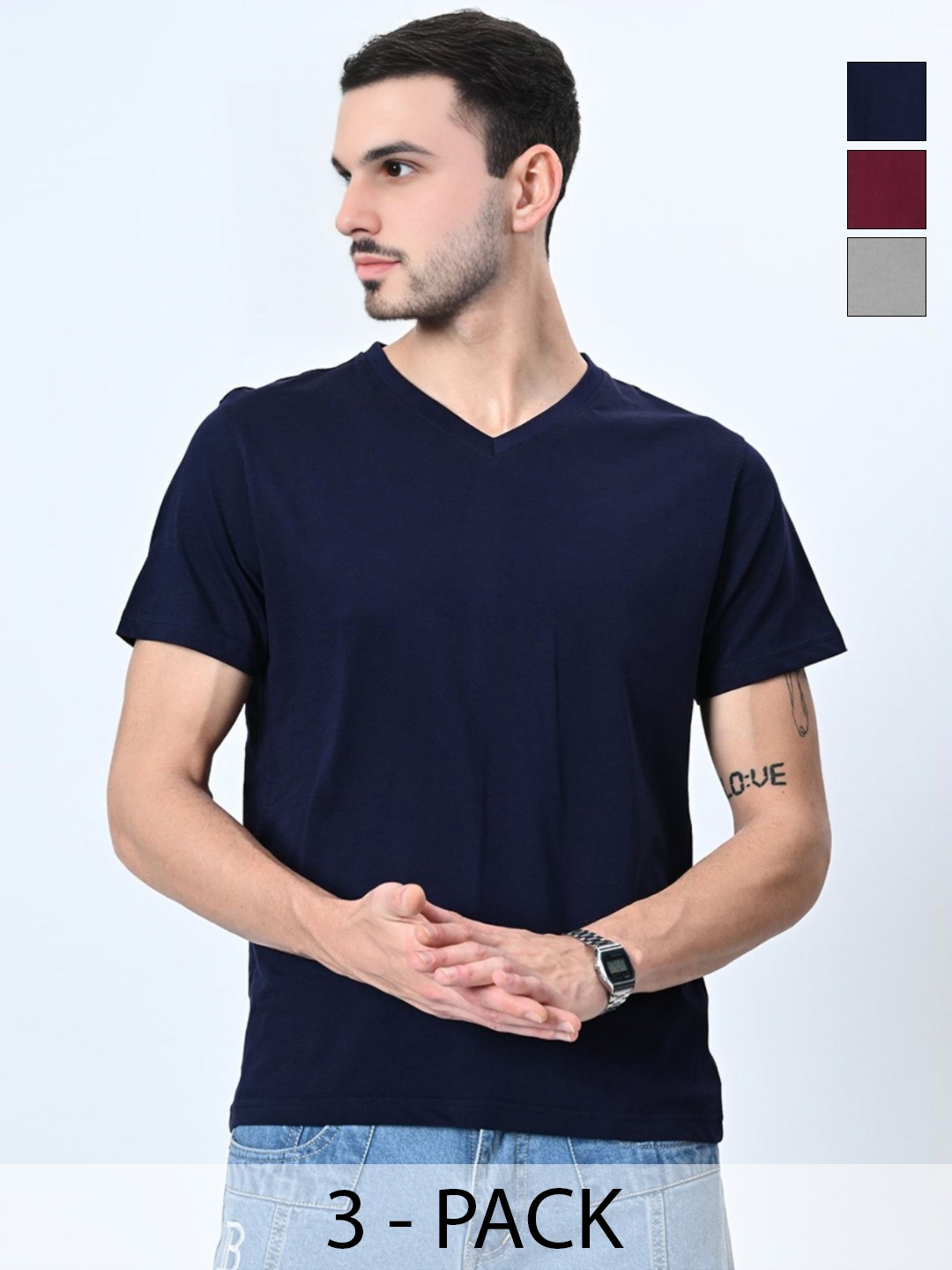 

Enciger Men 3 V-Neck T-shirt, Maroon