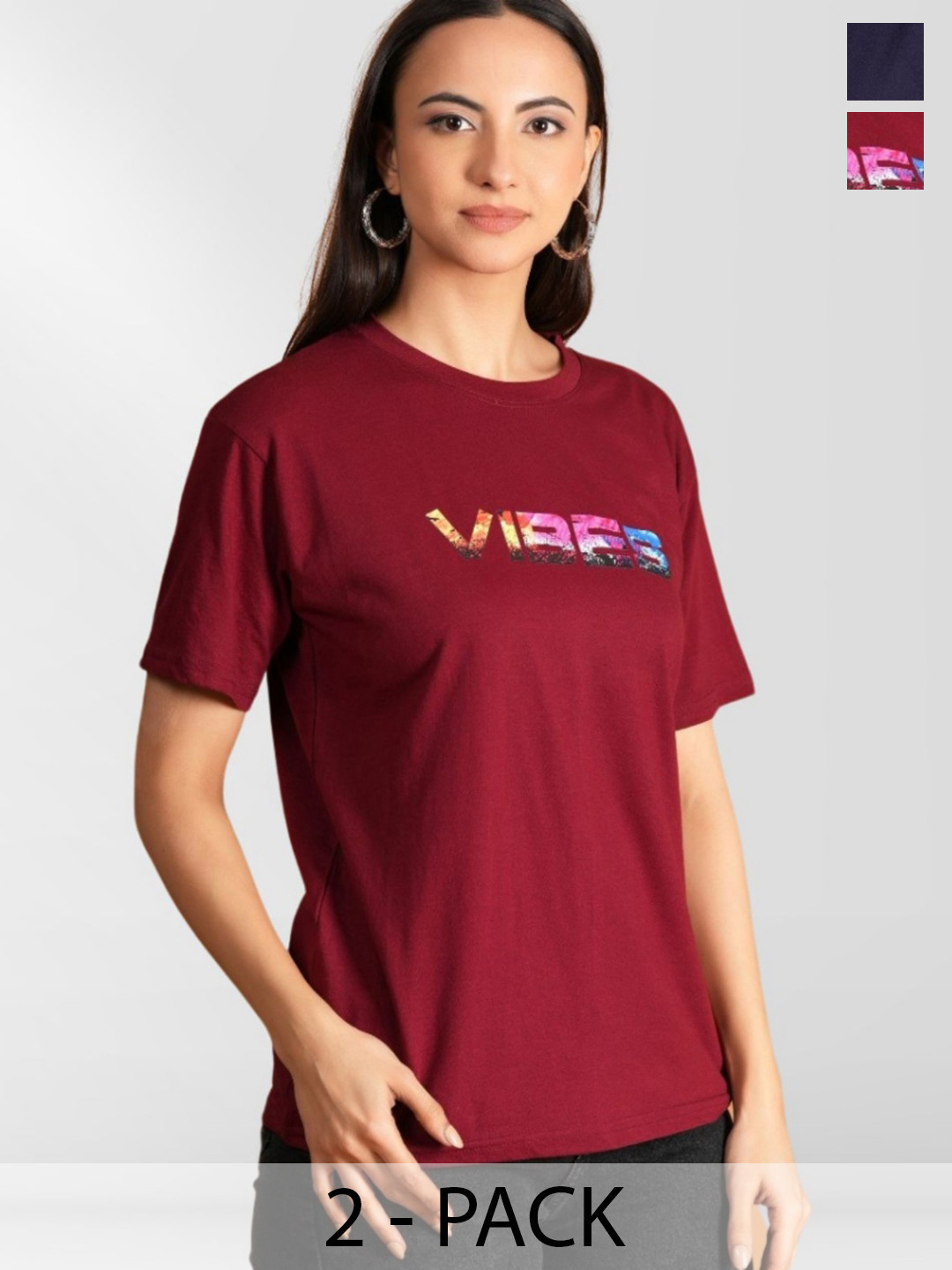 

Metronaut Women 2 Printed Applique T-shirt, Multi