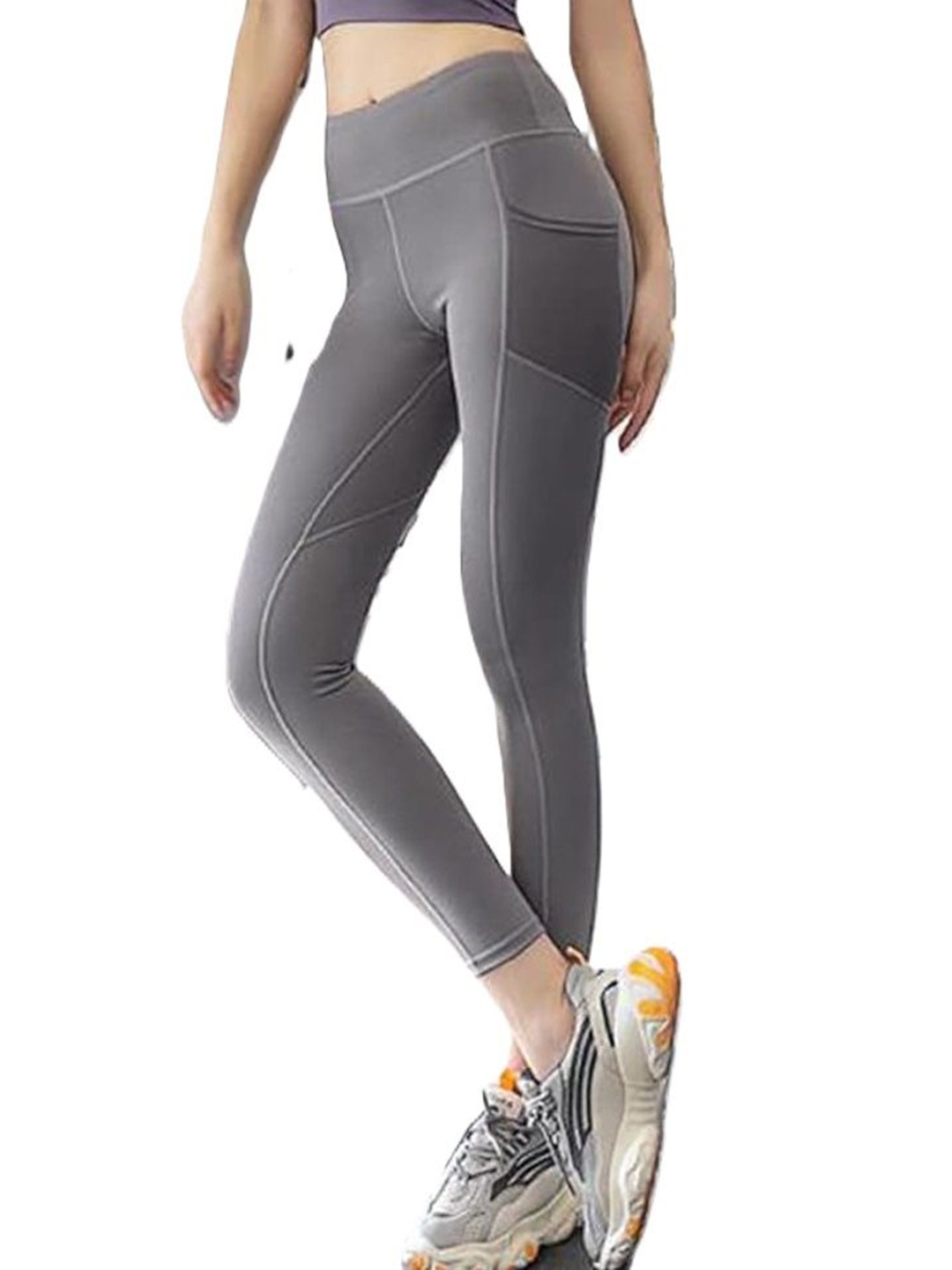 

Alexvyan Slim-Fit Breathable Anti-Skid Stretchable Gym Wear Tights With Pocket, Grey