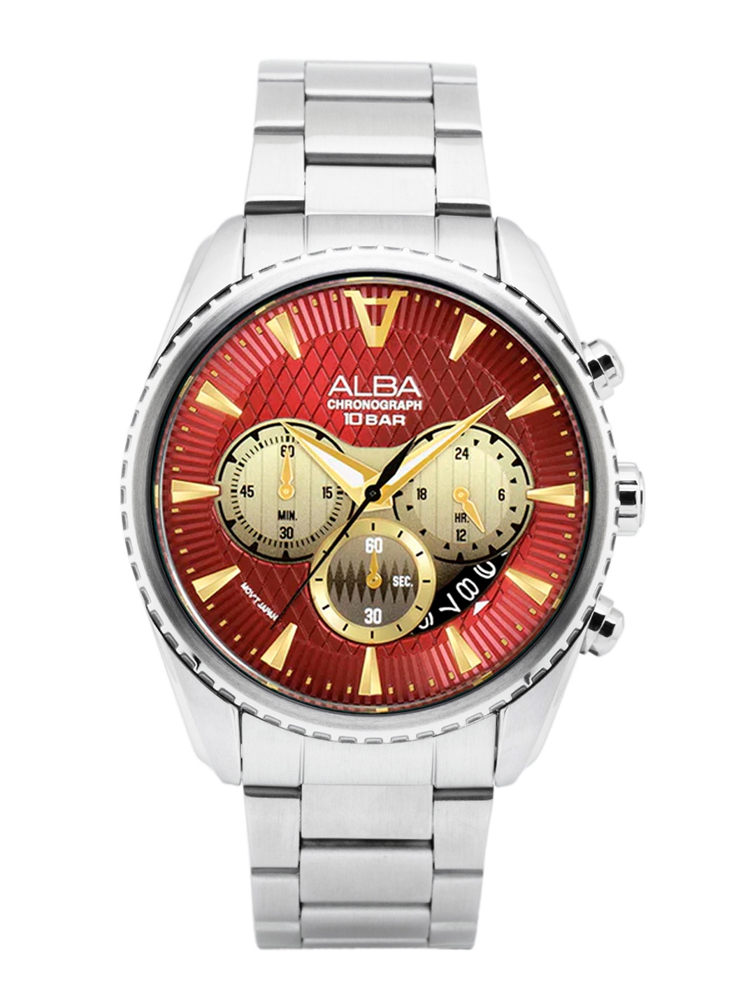 

ALBA Red Textured Dial Chronograph Watch- AT3J11X1