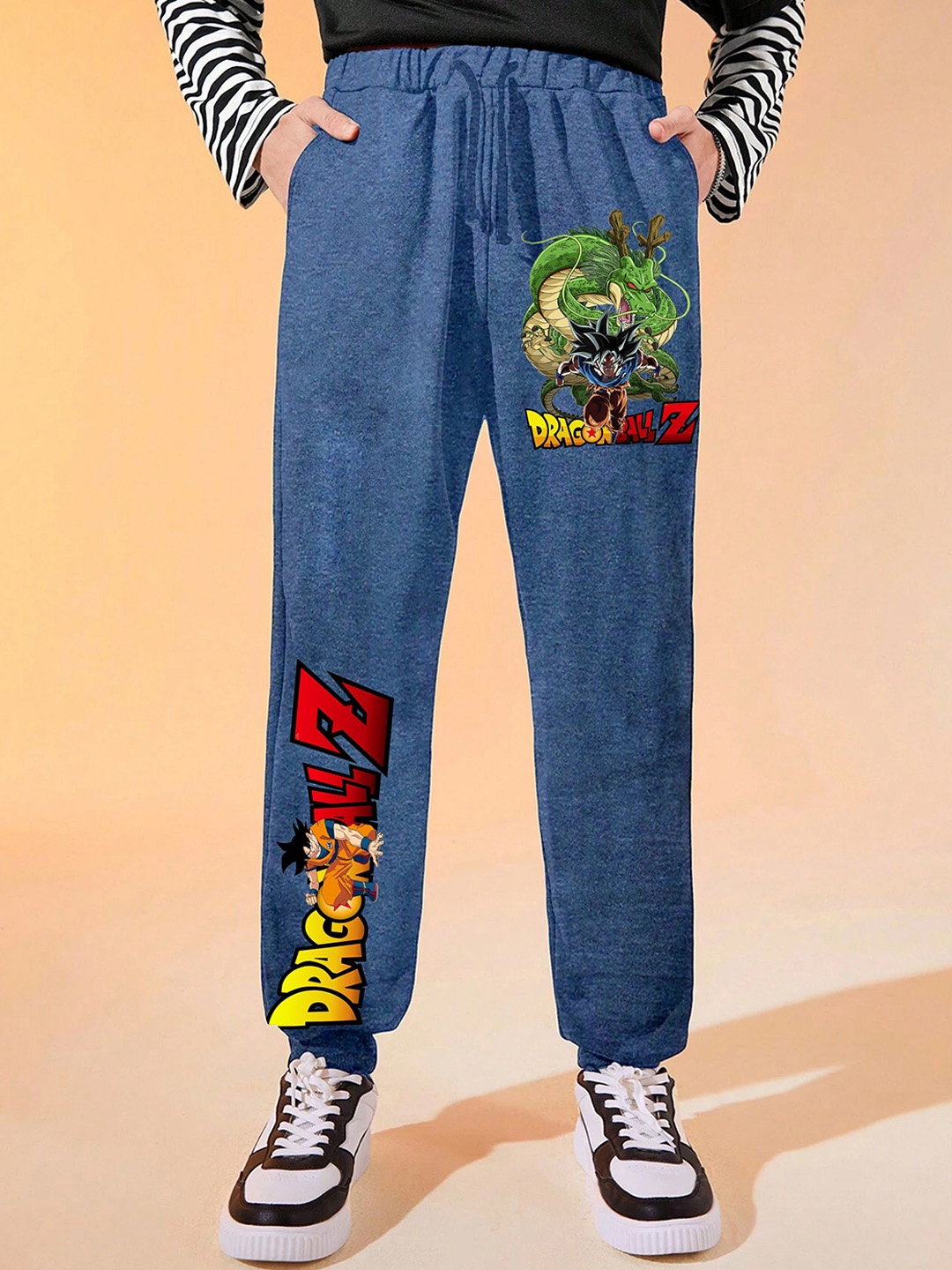 

LOCAVESTIR Boys Anime Printed Mid Rise Joggers, Blue